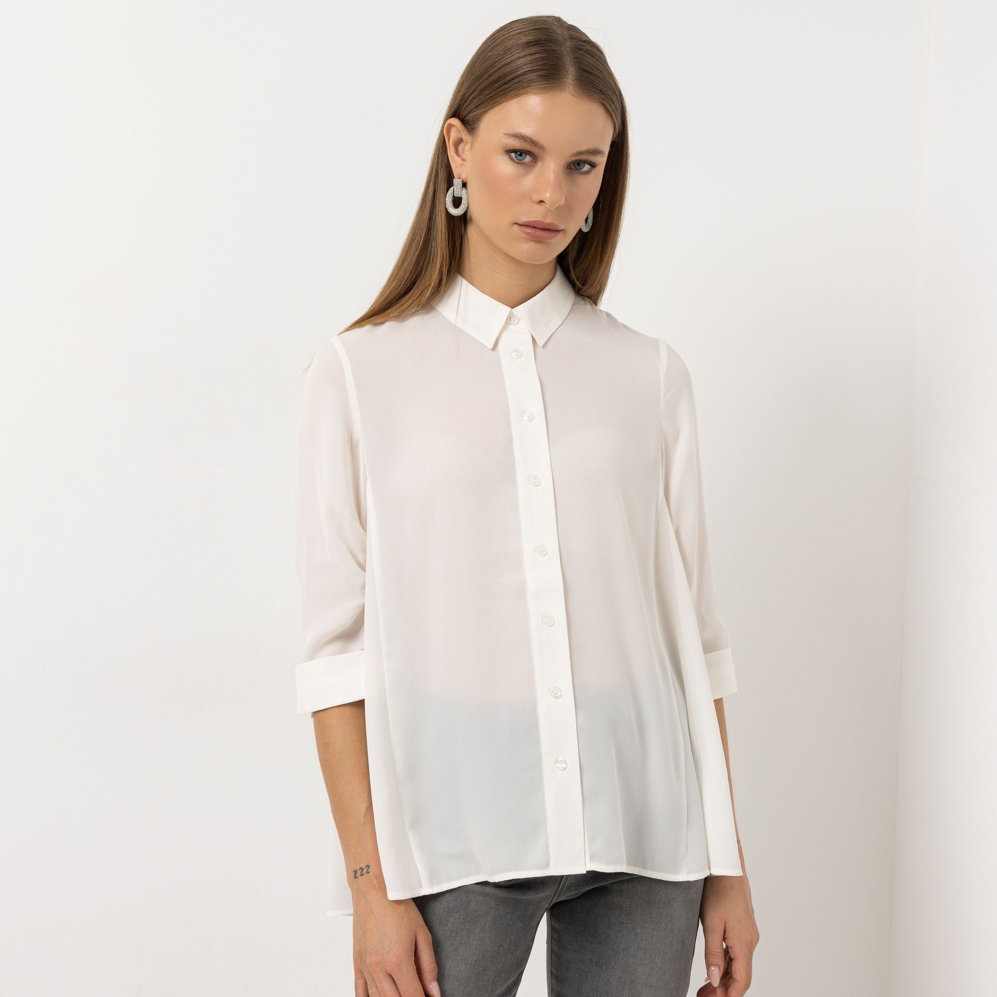 STEFFEN SCHRAUT Bluse, Capri 3/4-Arm Raffung am Ärmel leger weit