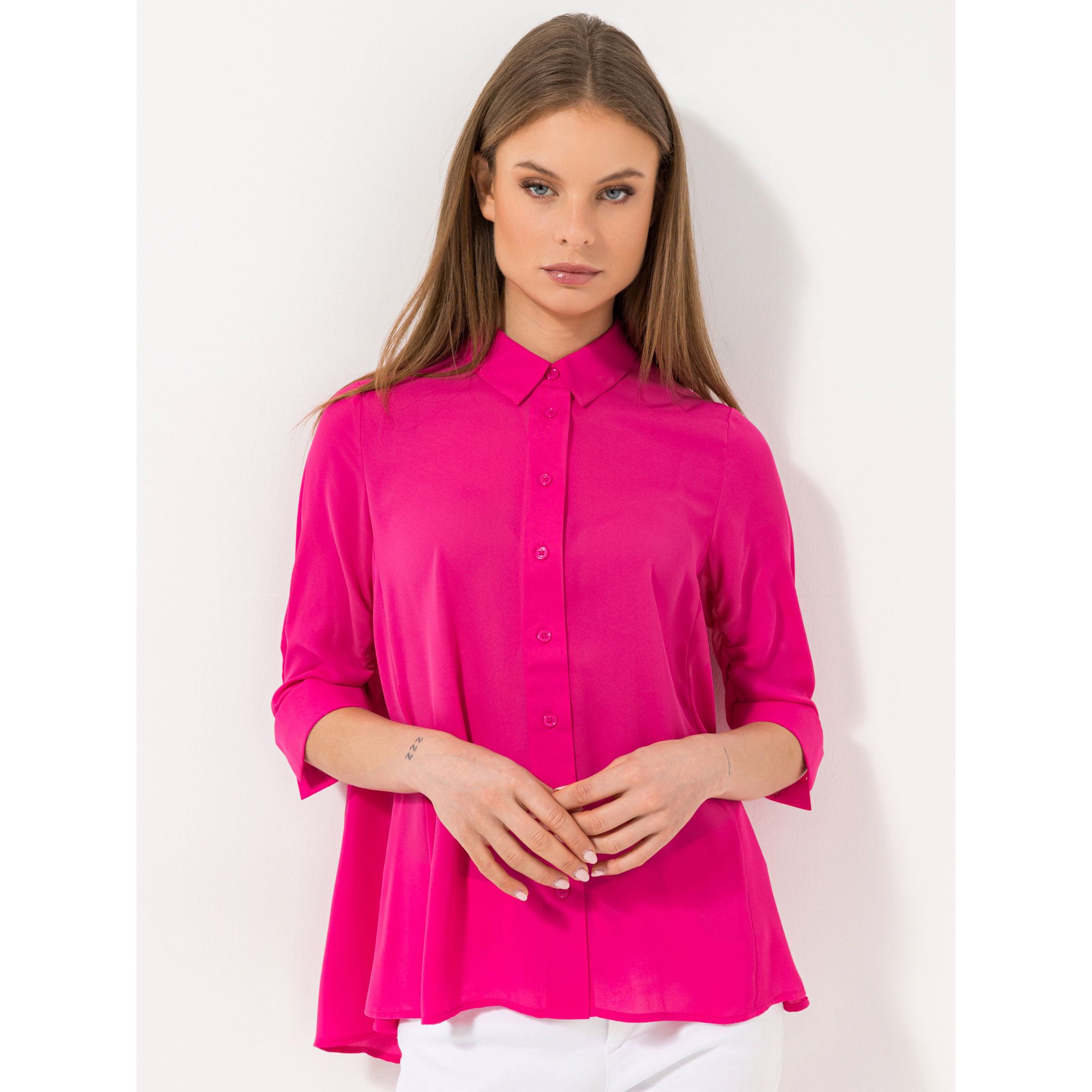 STEFFEN SCHRAUT Bluse, Capri 3/4-Arm Raffung am Ärmel leger weit