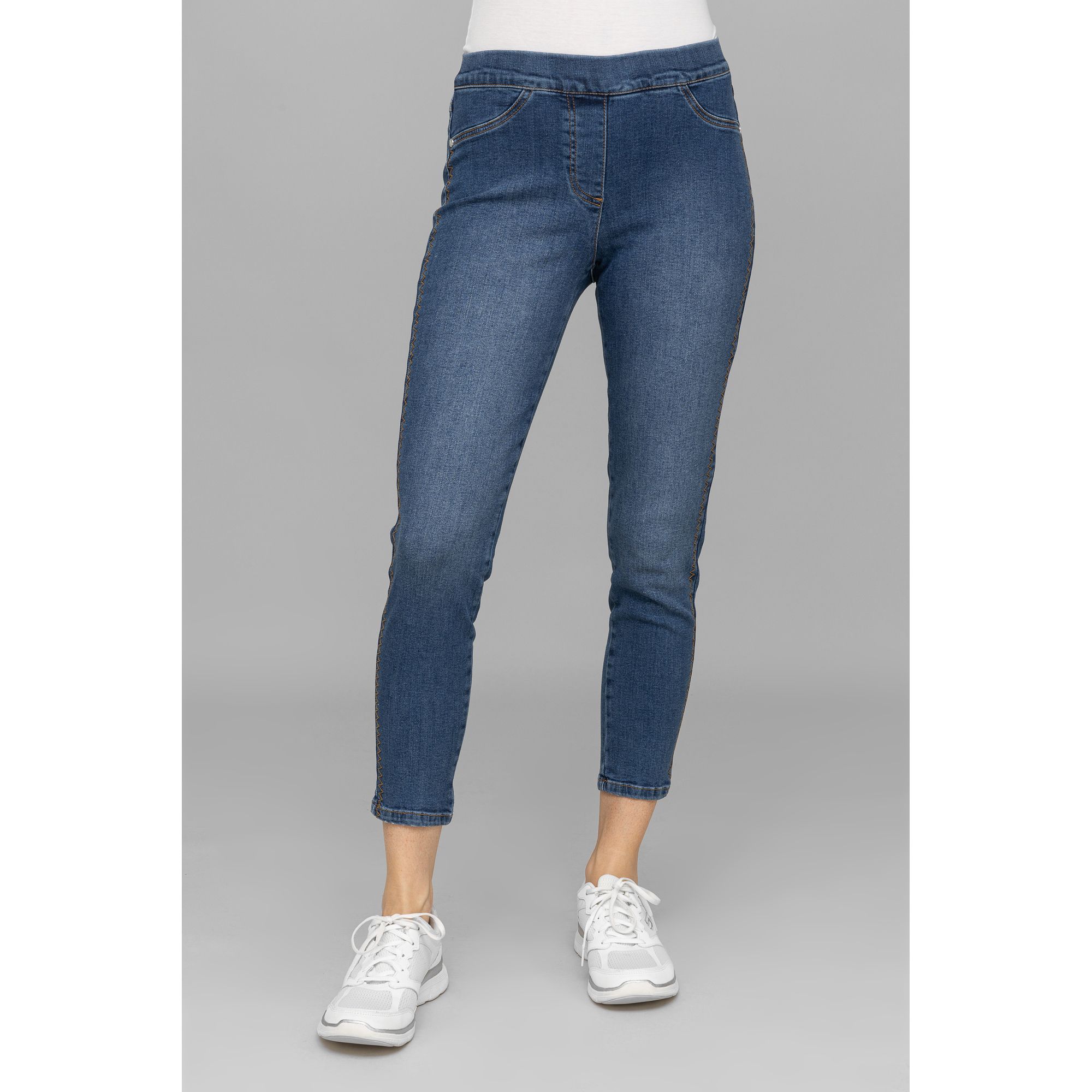 DAWID by Dawid Tomaszewski Jeggings Ziernähte Gesäßtaschen schmales Bein