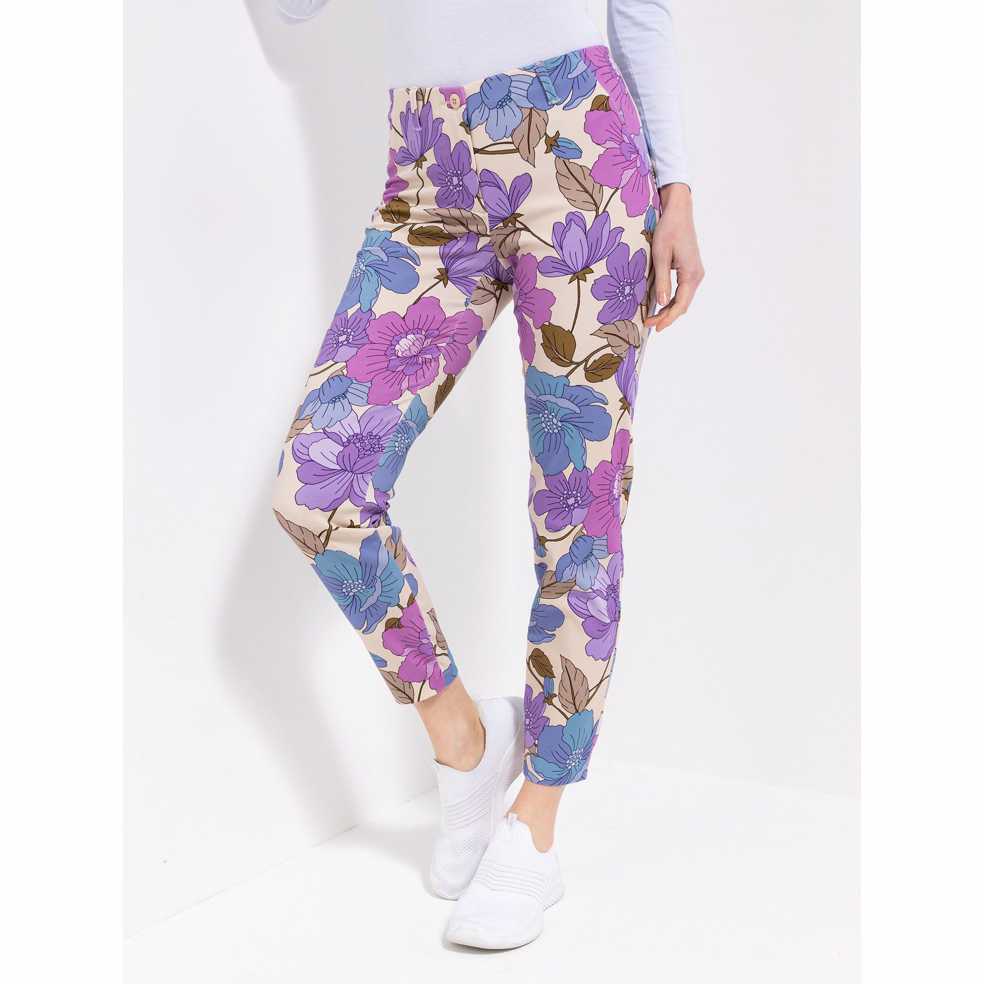 ANNI FOR FRIENDS Hose Adelle knöchellang Allover-Druck schmales Bein