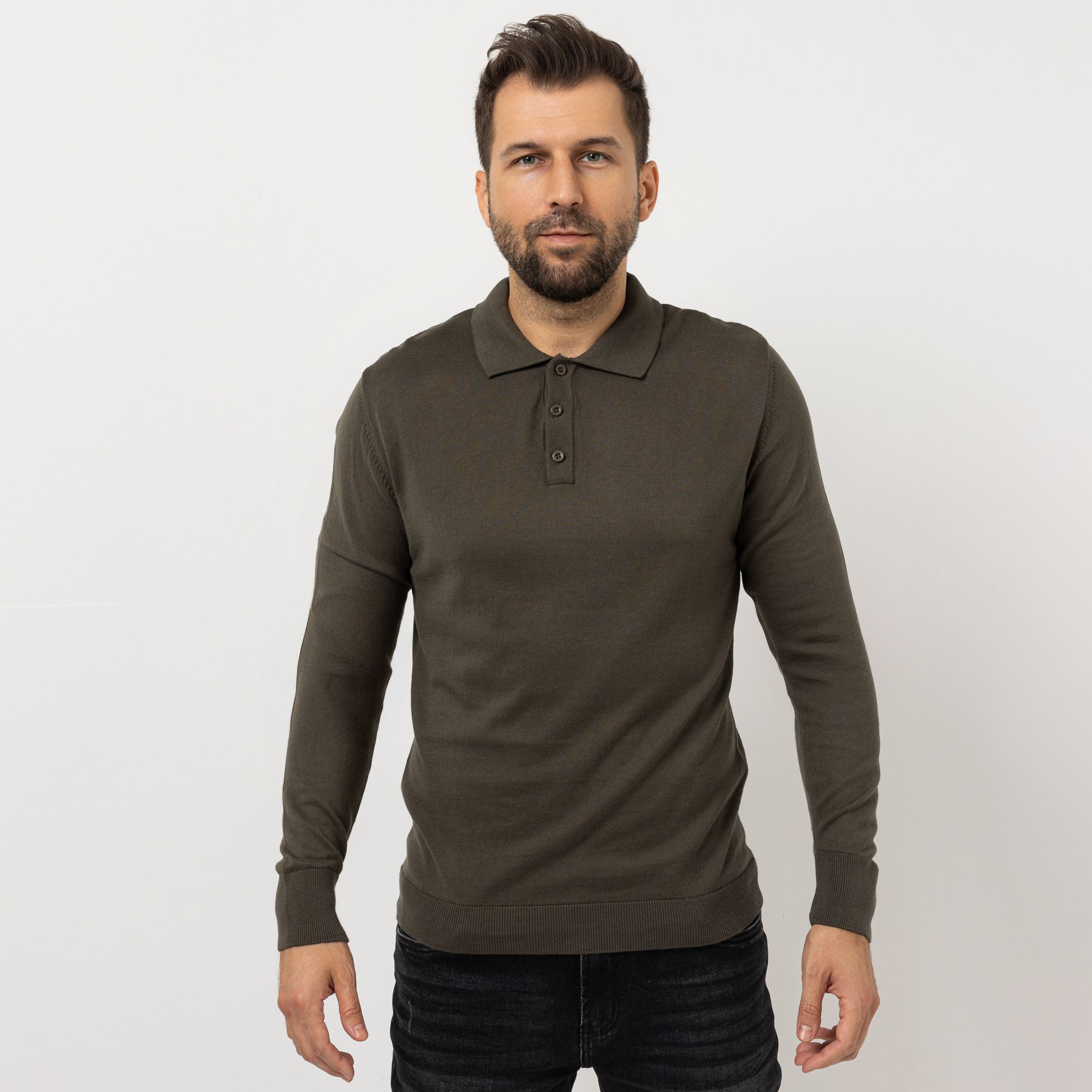 DINE 'N' DANCE Herren-Pullover 1/1-Arm Kragen Knopfleiste