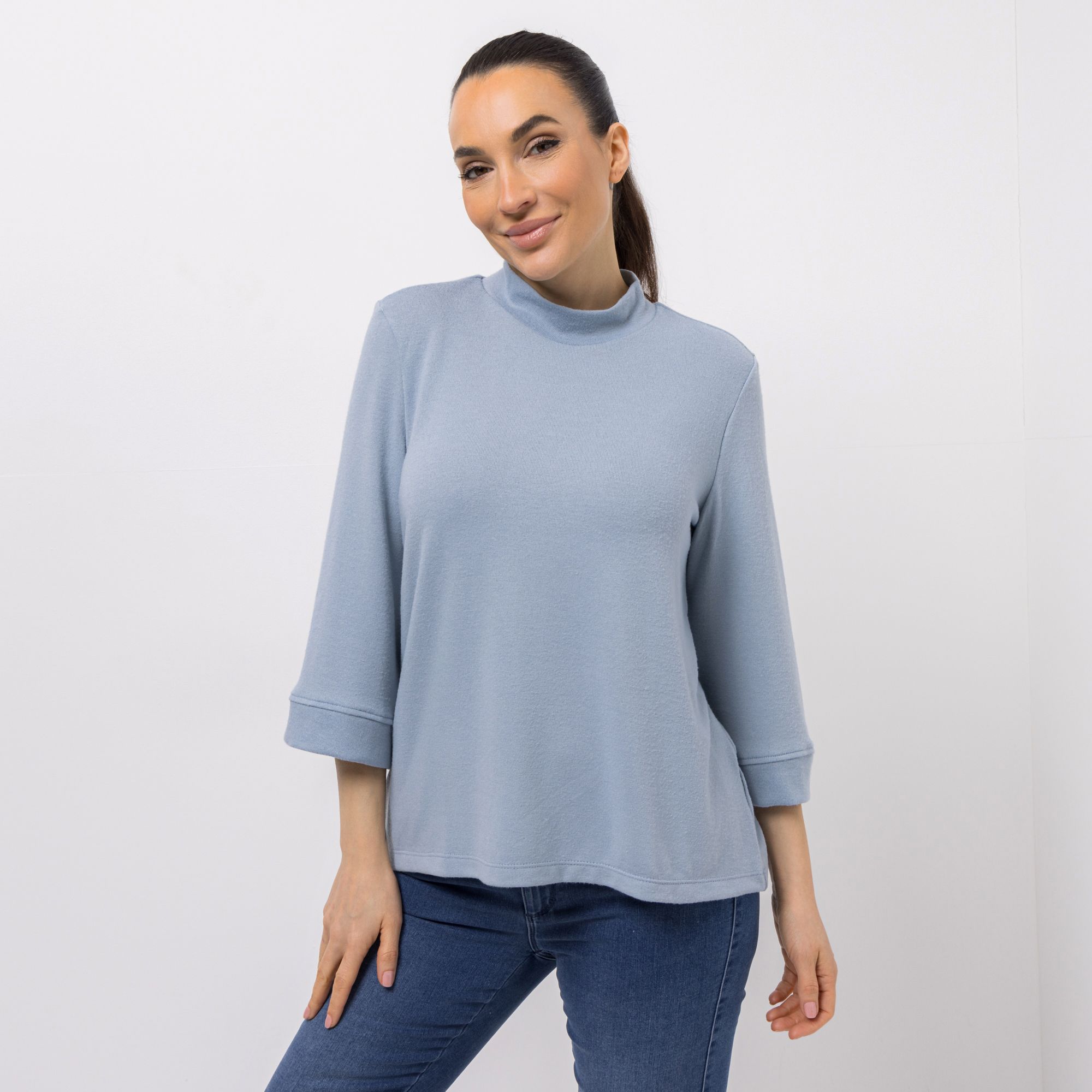 KIM & CO. Shirt, 3/4-Arm Soft Touch Jersey Stehkragen figurumspielend