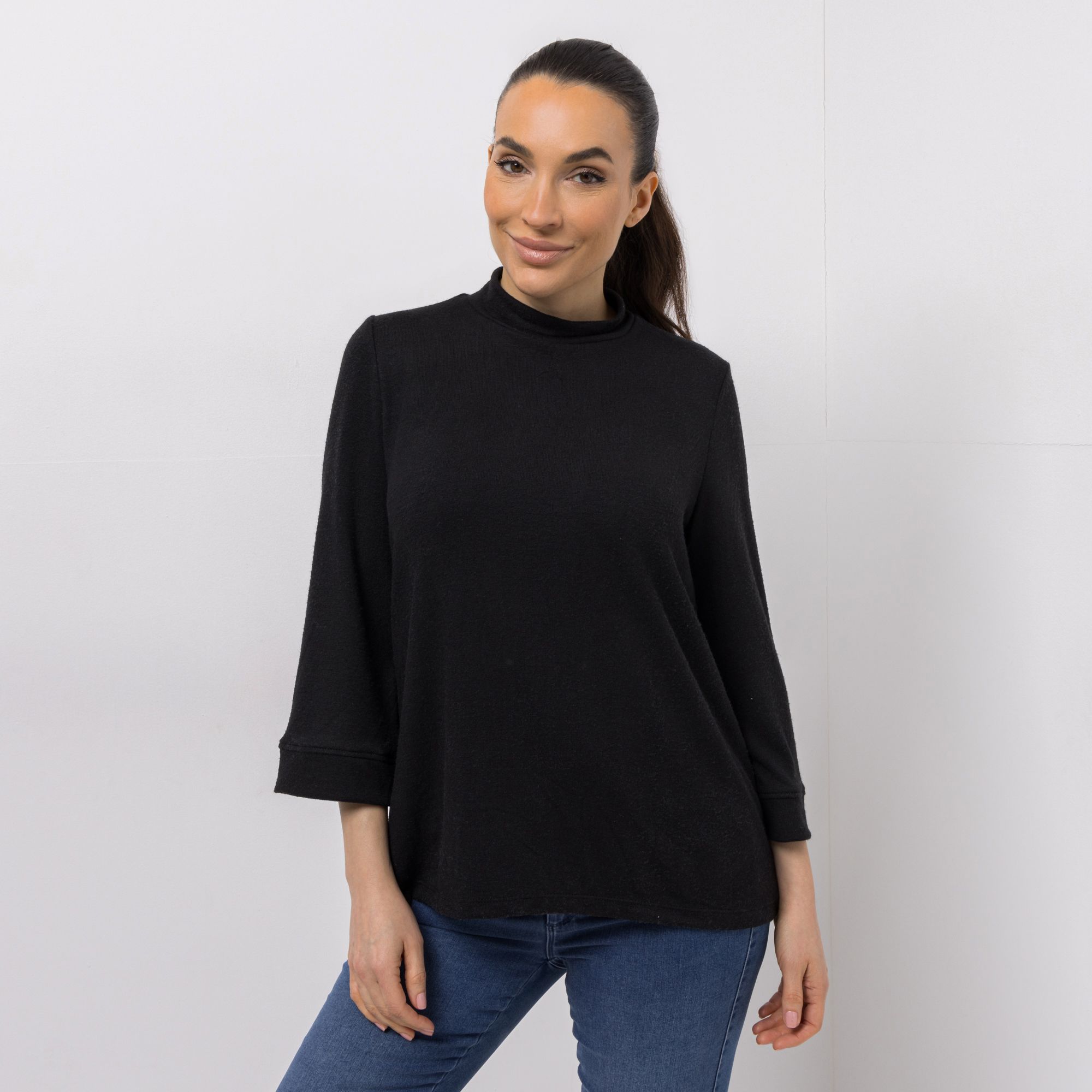 KIM & CO. Shirt, 3/4-Arm Soft Touch Jersey Stehkragen figurumspielend