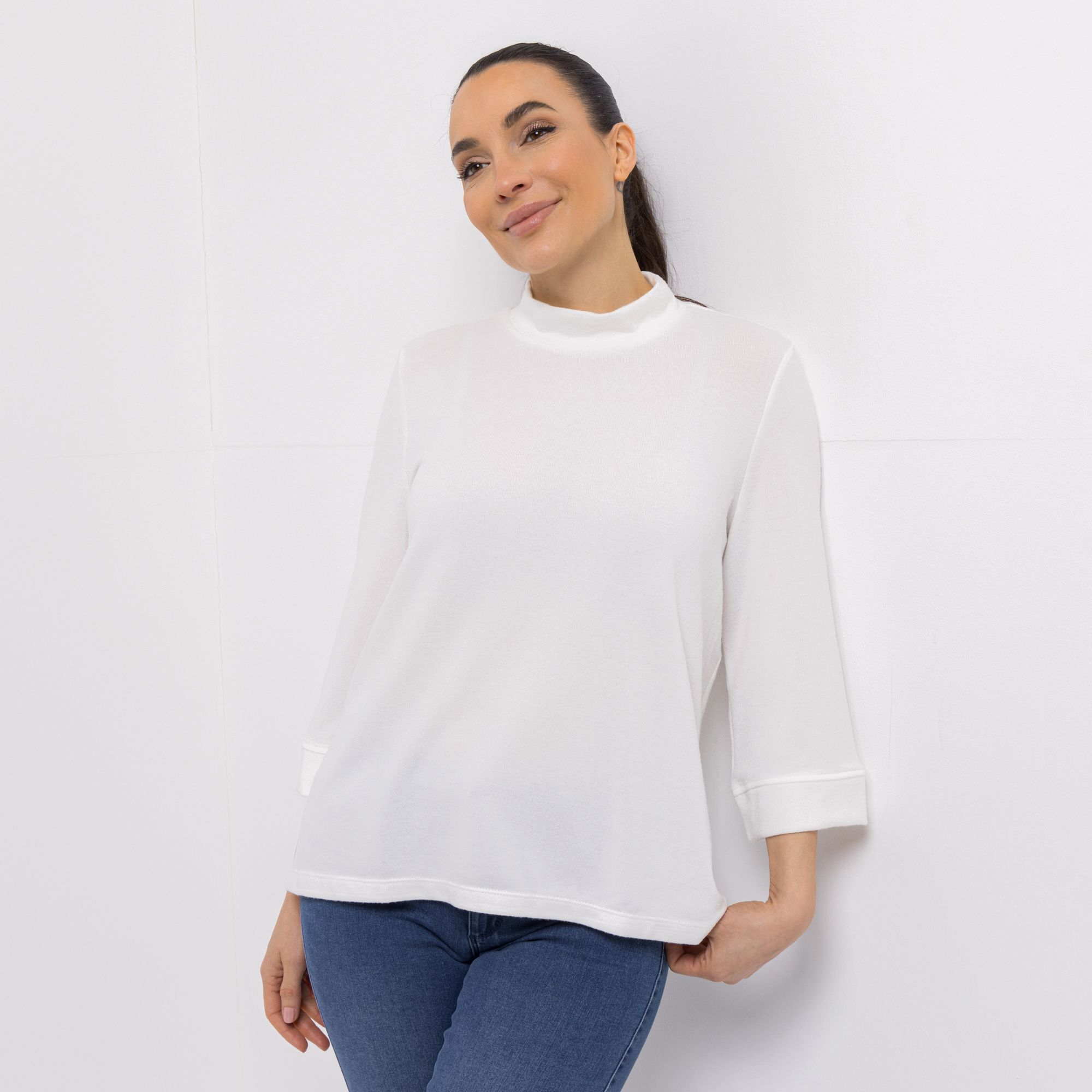 KIM & CO. Shirt, 3/4-Arm Soft Touch Jersey Stehkragen figurumspielend