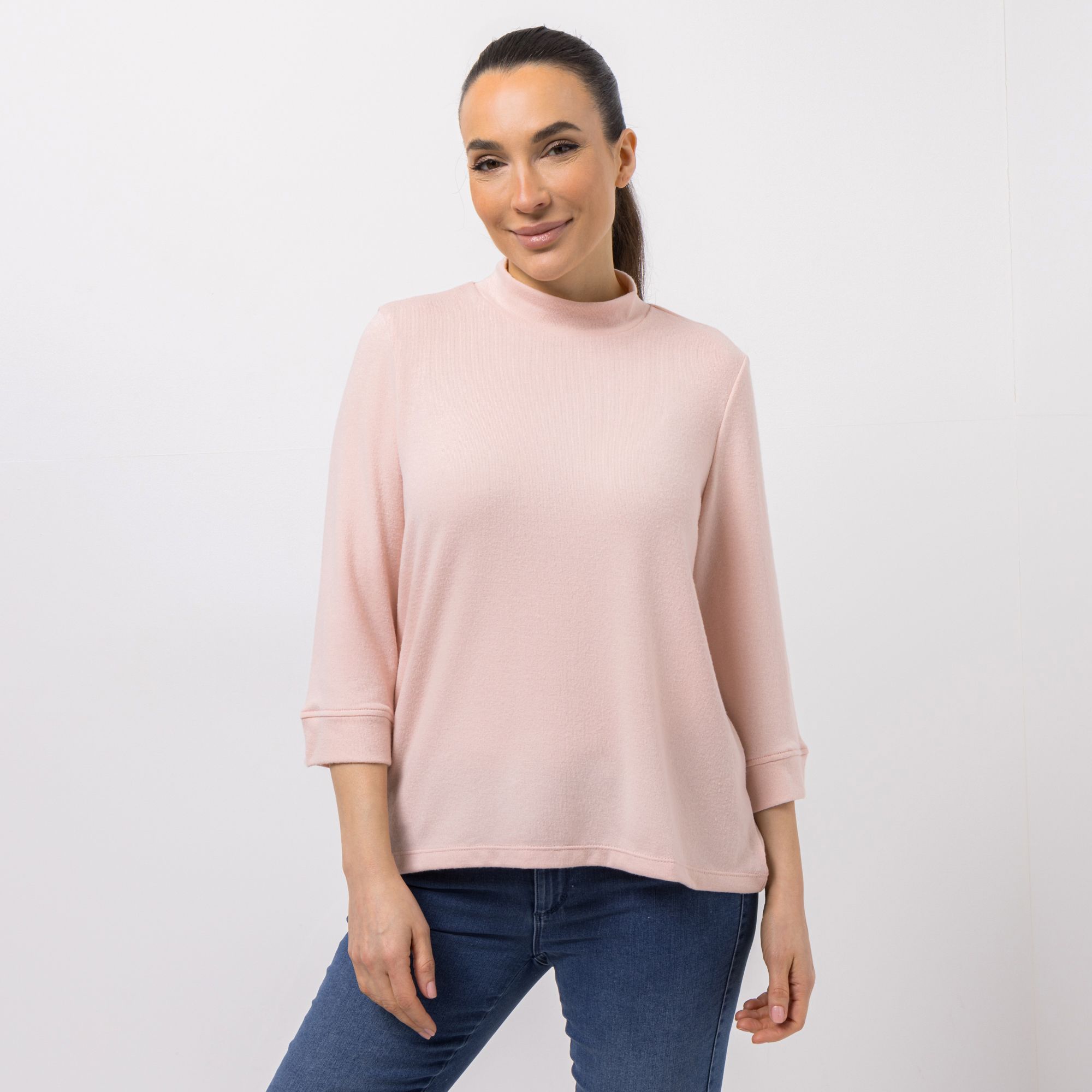 KIM & CO. Shirt, 3/4-Arm Soft Touch Jersey Stehkragen figurumspielend