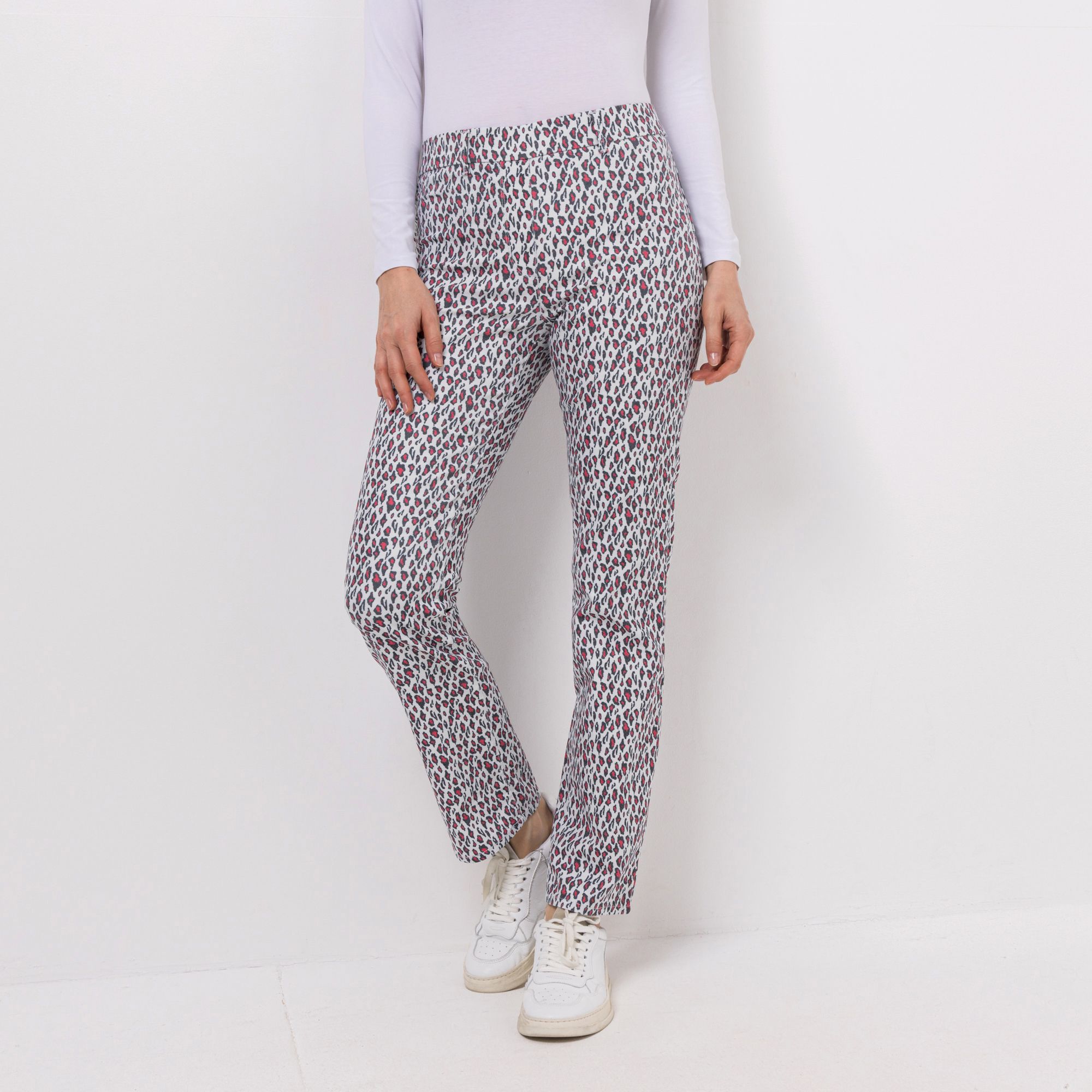 EVA LUTZ Hose Rundumdehnbund Logo-Stickerei gerades Bein