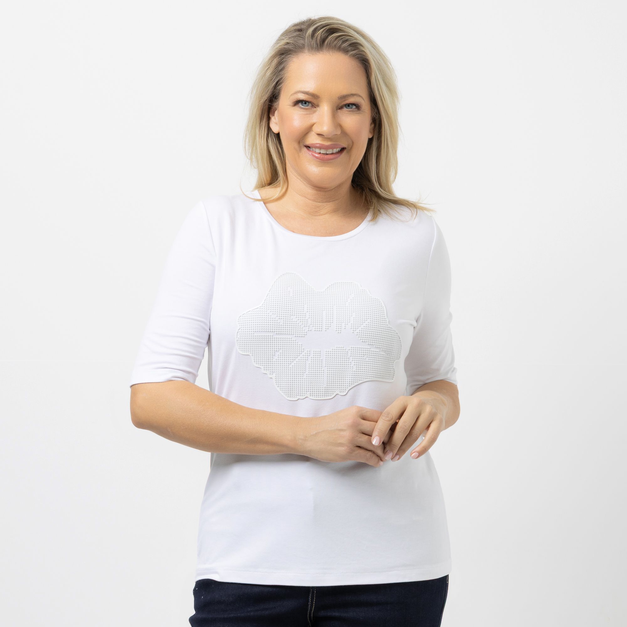 KILIAN KERNER SENSES Shirt, 3/4-Arm Gummierter Kussprint OEKO-TEX®Standard 100 figurumspielend