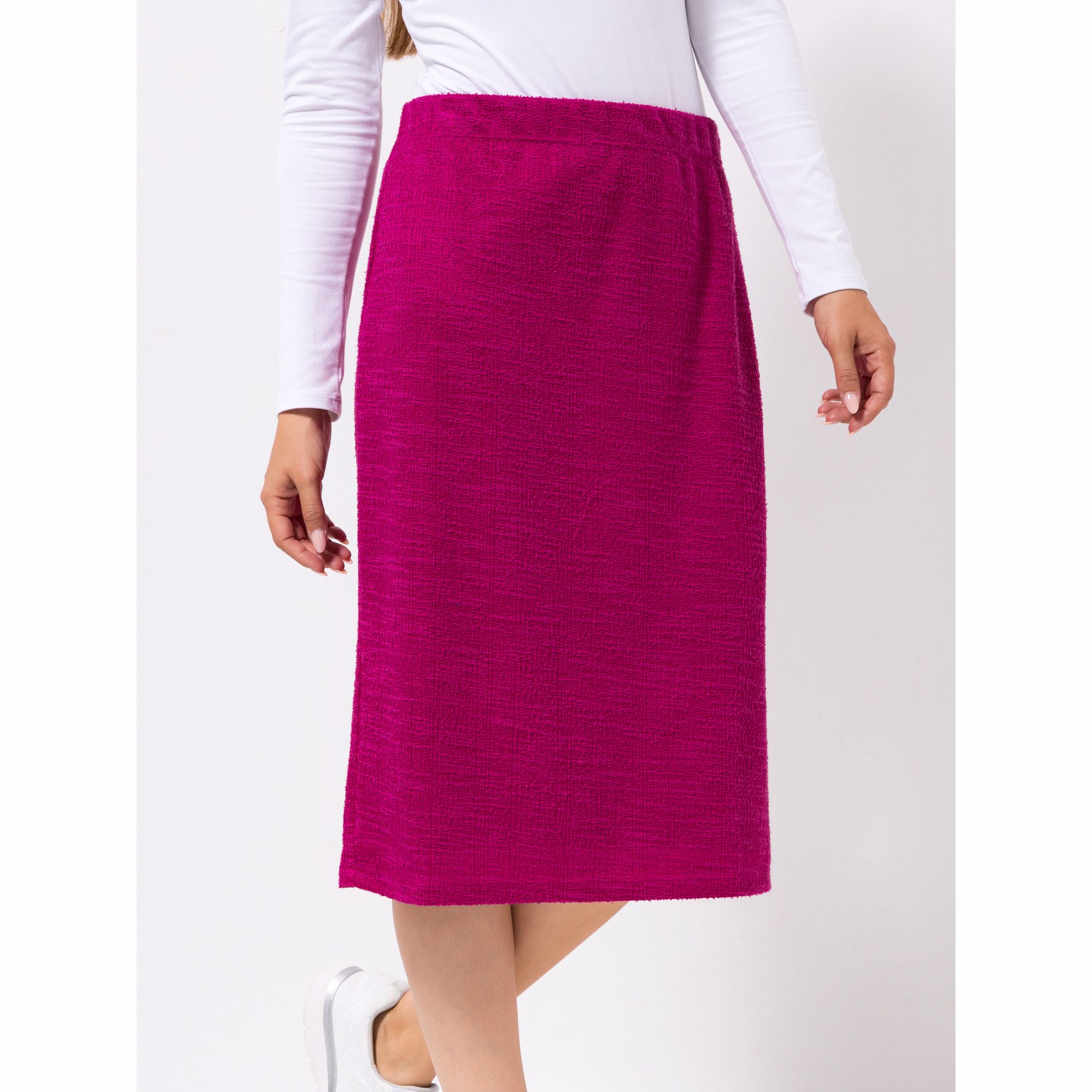 KIM & CO. Bleistift-Rock Boucle Jersey elastisches Material kniebedeckend