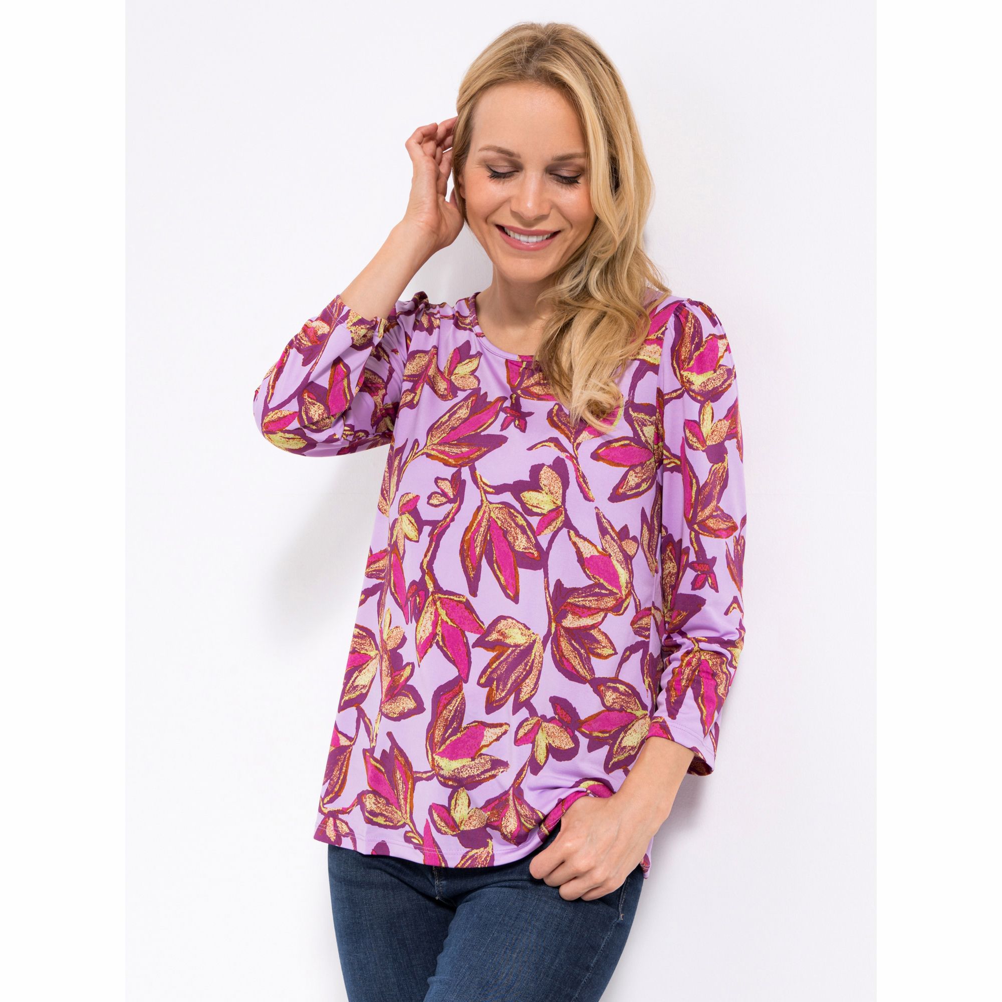 KIM & CO. Shirt, 7/8-Arm Brazil Knit Jersey Rundhalsausschnitt figurumspielend