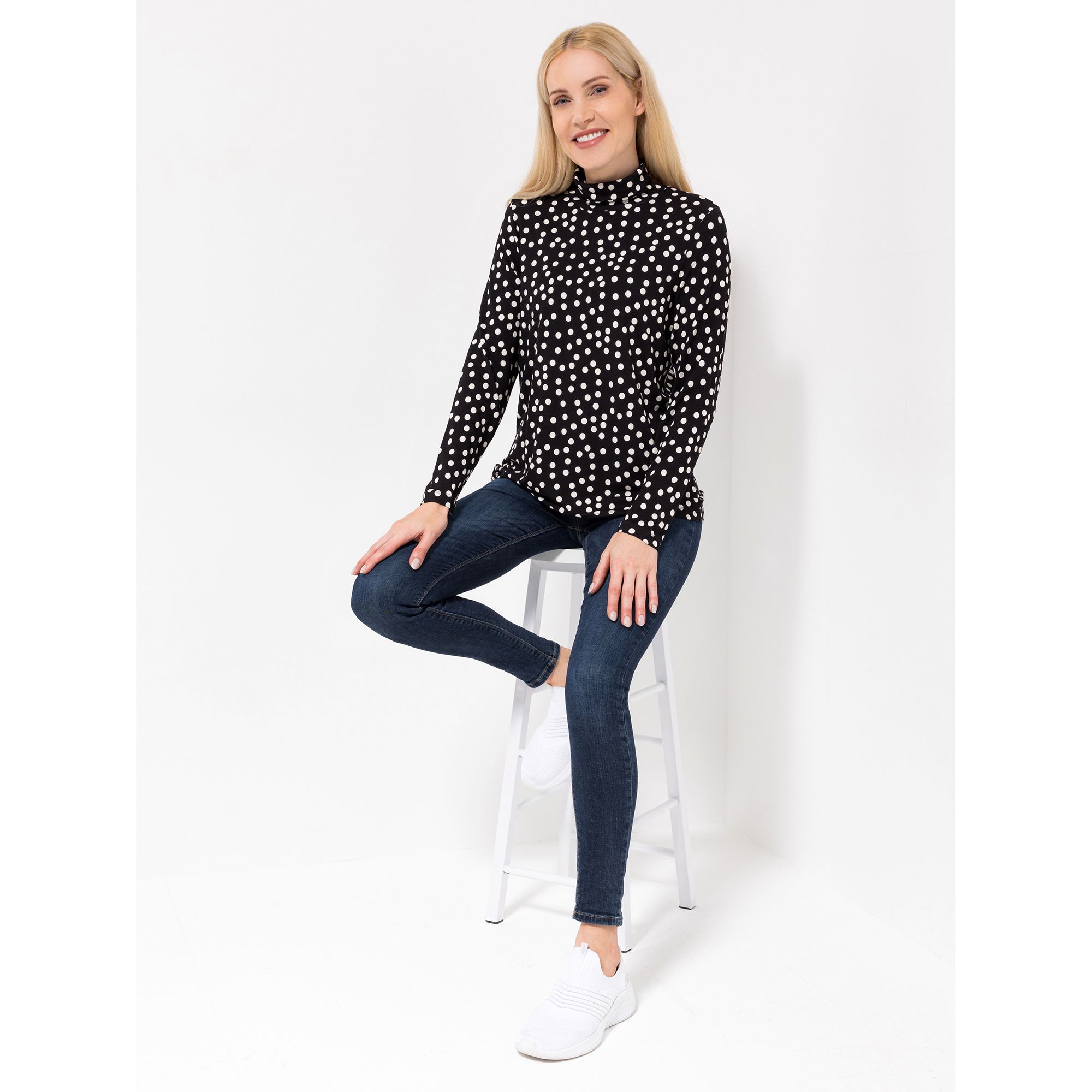 DINE 'N' DANCE Shirt, 1/1-Arm Rollkragen Allover-Muster figurumspielend