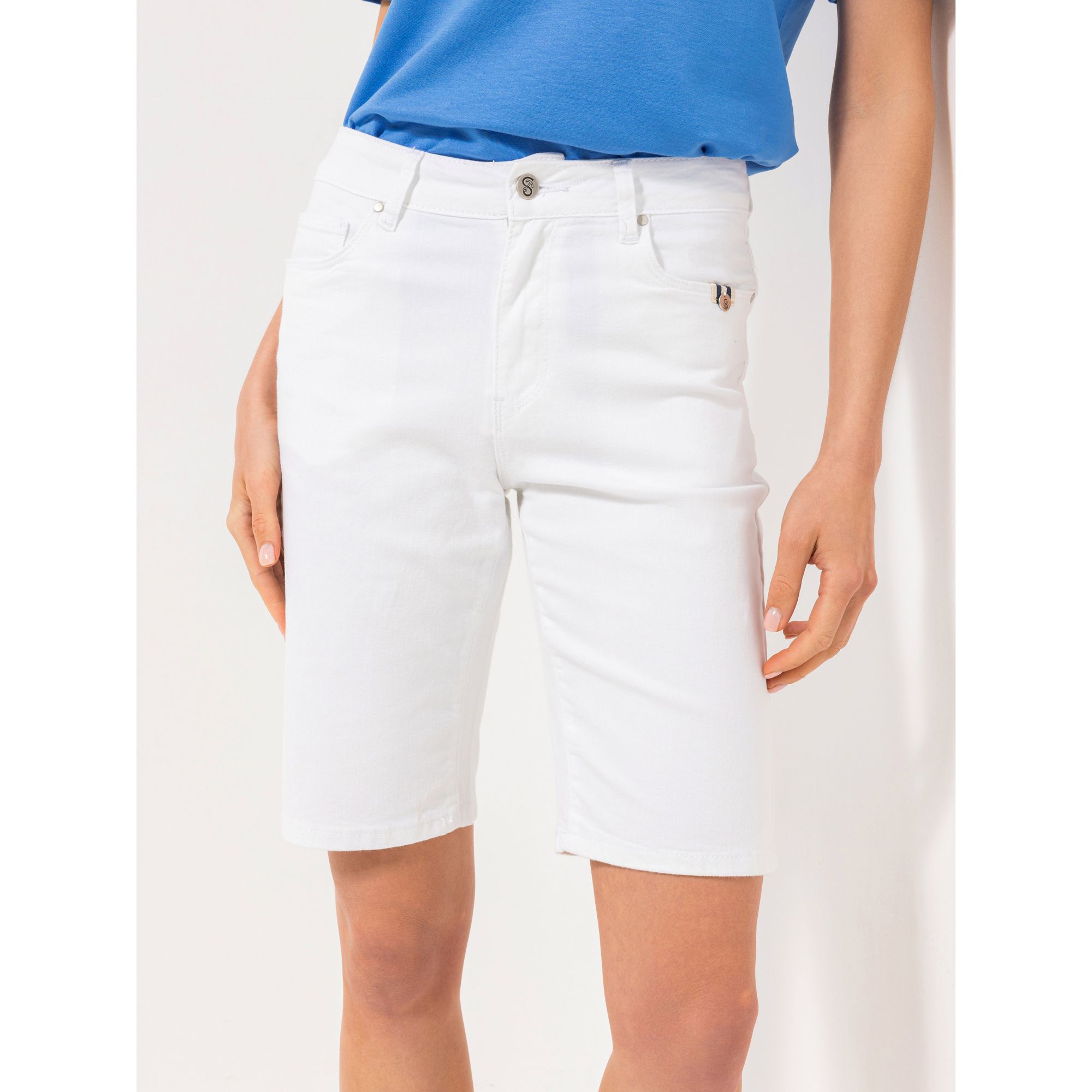 STRANDFEIN Bermuda 5-Pocket Style Yacht Club-Stickerei gerades Bein