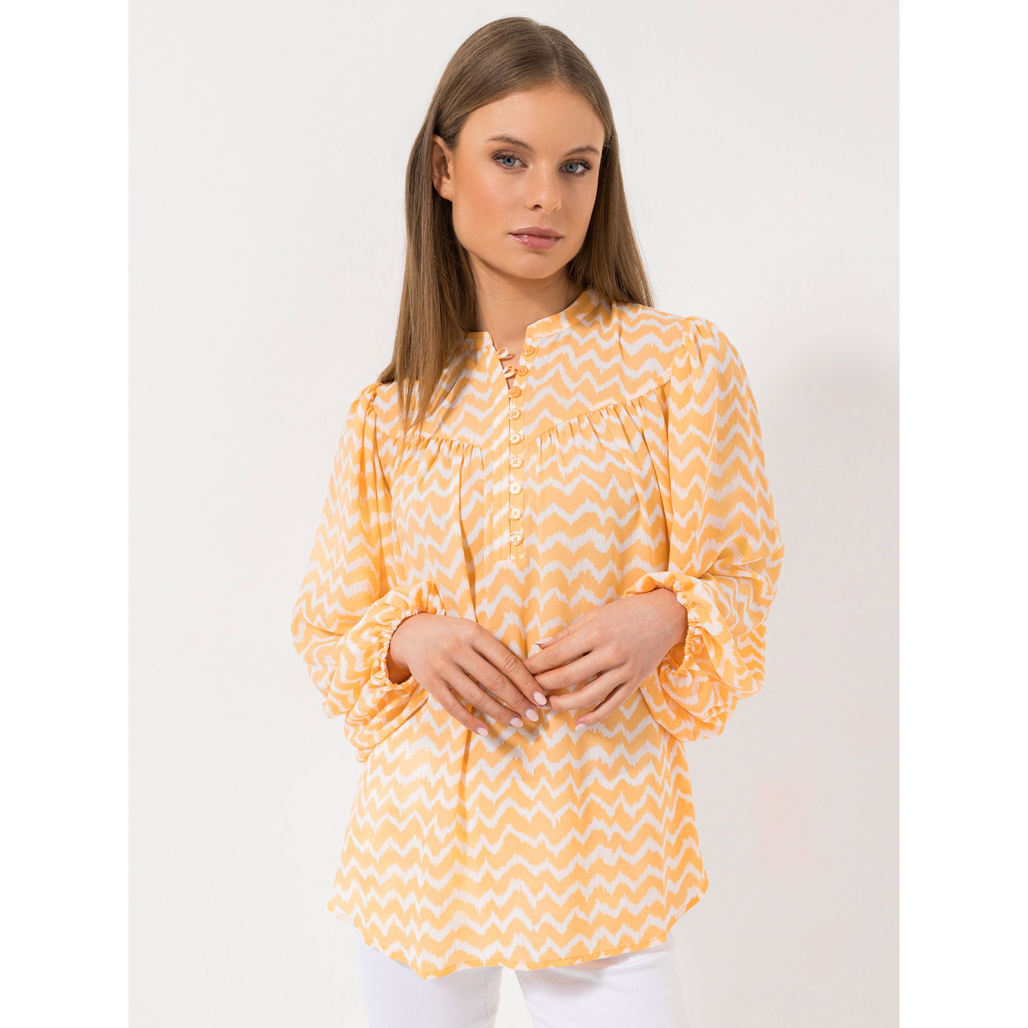 STEFFEN SCHRAUT Bluse, 1/1-Arm mit Gummizug lange Knopfleiste leger weit