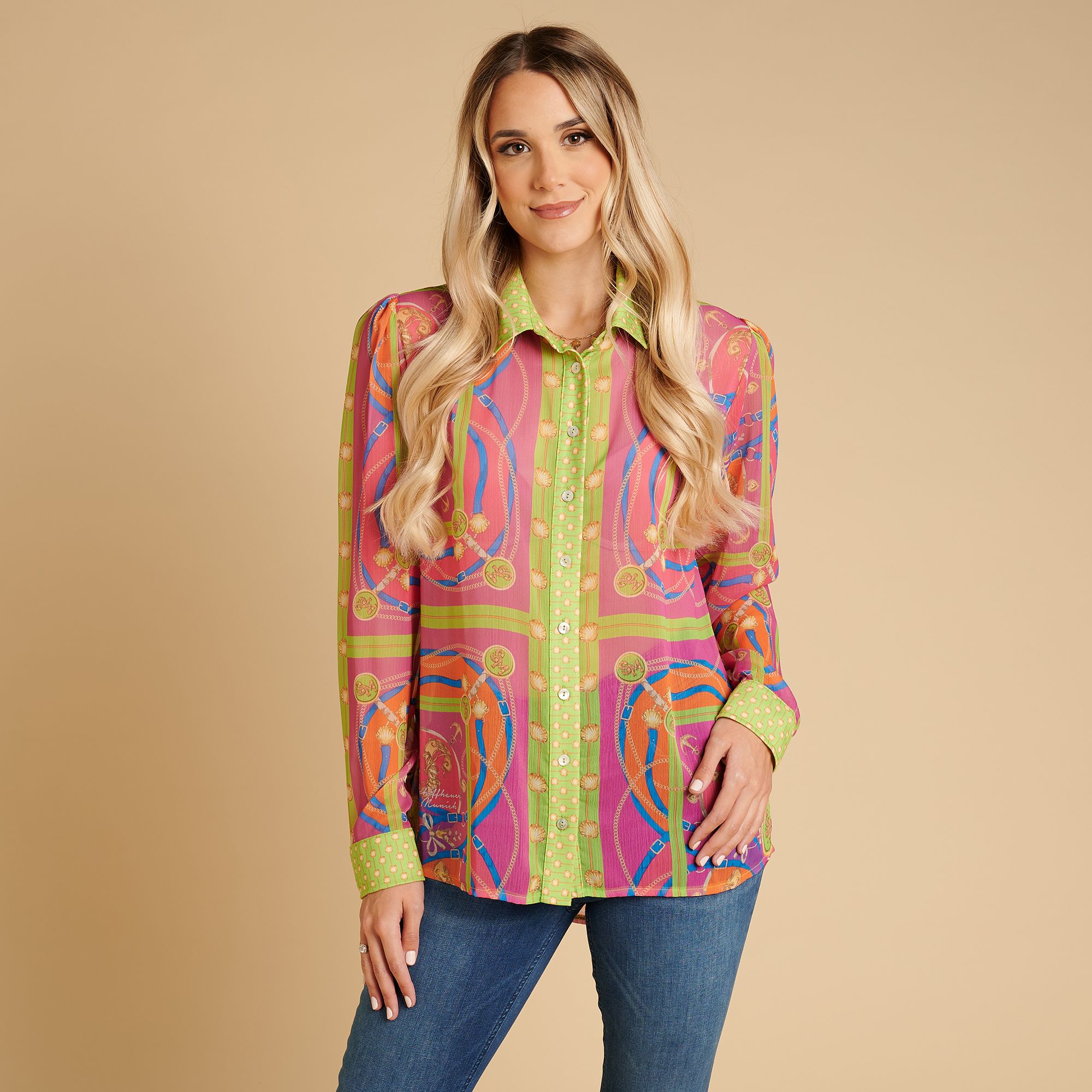 SCHIFFHAUER MUNICH® Bluse, Manschette Knopfleiste Strasssteinbesatz figurumspielend