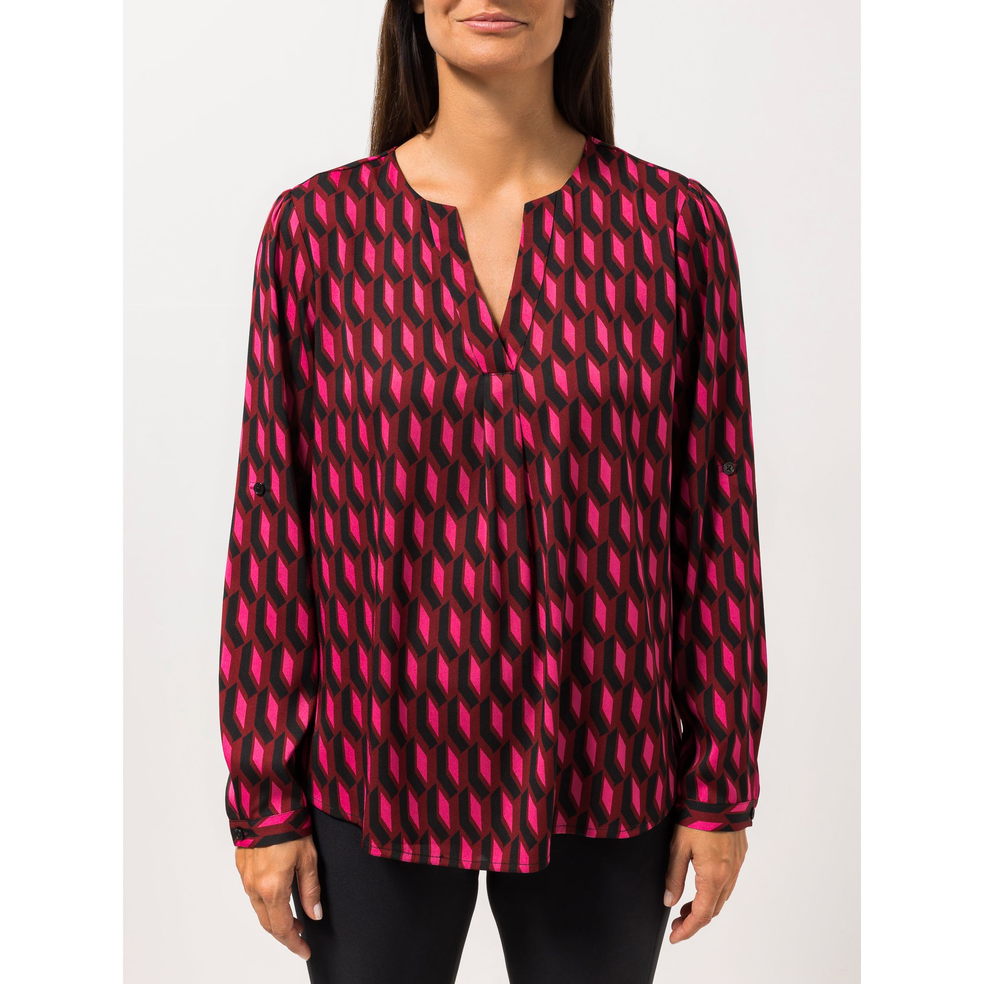 STEFFEN SCHRAUT Bluse Mailand Serafino-Ausschnitt Ärmelriegel leger weit