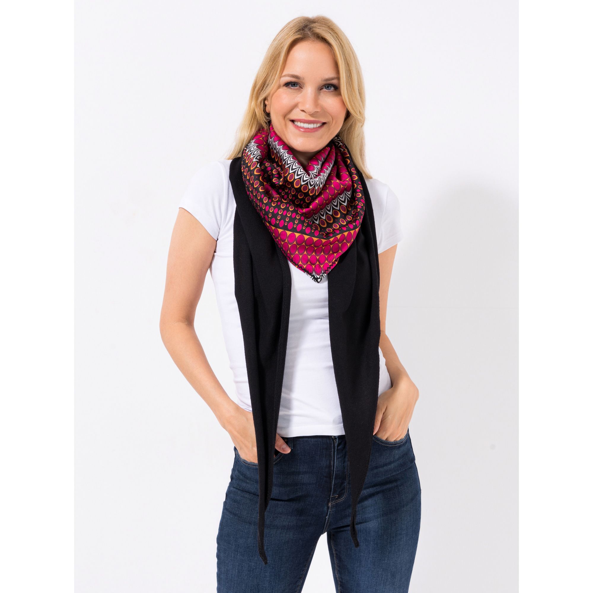 ANNI FOR FRIENDS Schal Ayla Breite ca. 230cm Materialmix bedruckt