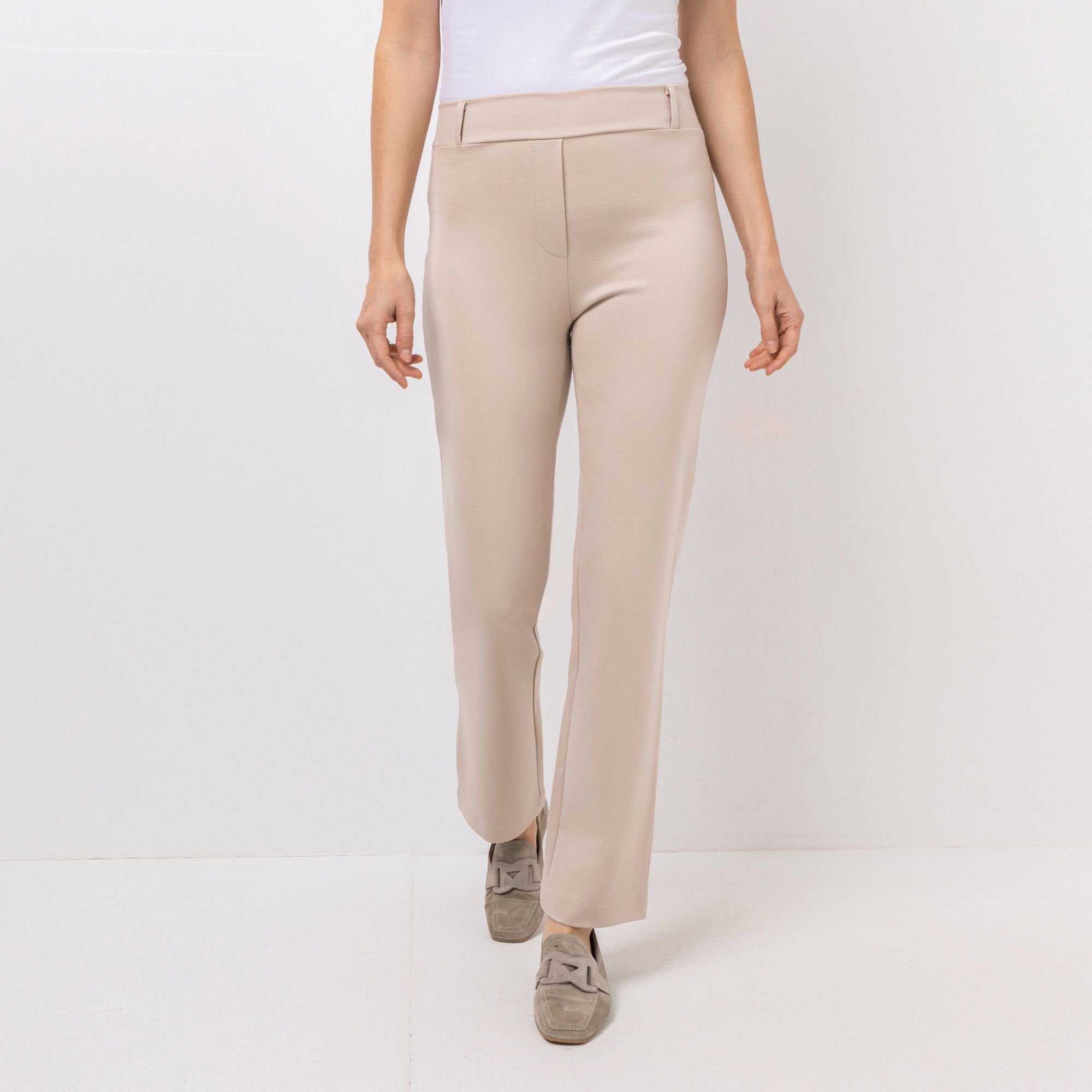 KIM & CO. Hose, lange Form Stretch Ponti Jersey Gürtelschlaufen gerader Beinverlauf