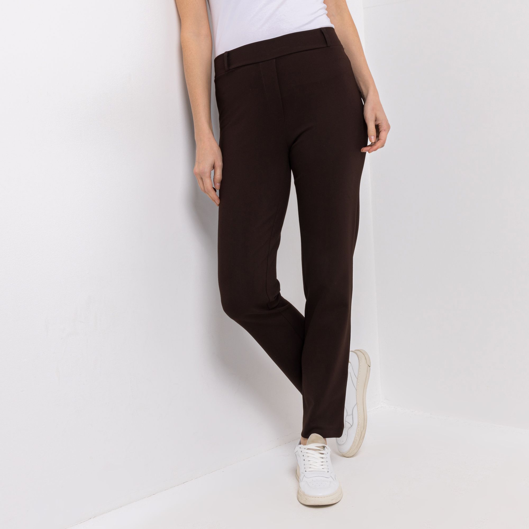 KIM & CO. Hose, lange Form Stretch Ponti Jersey Gürtelschlaufen gerader Beinverlauf