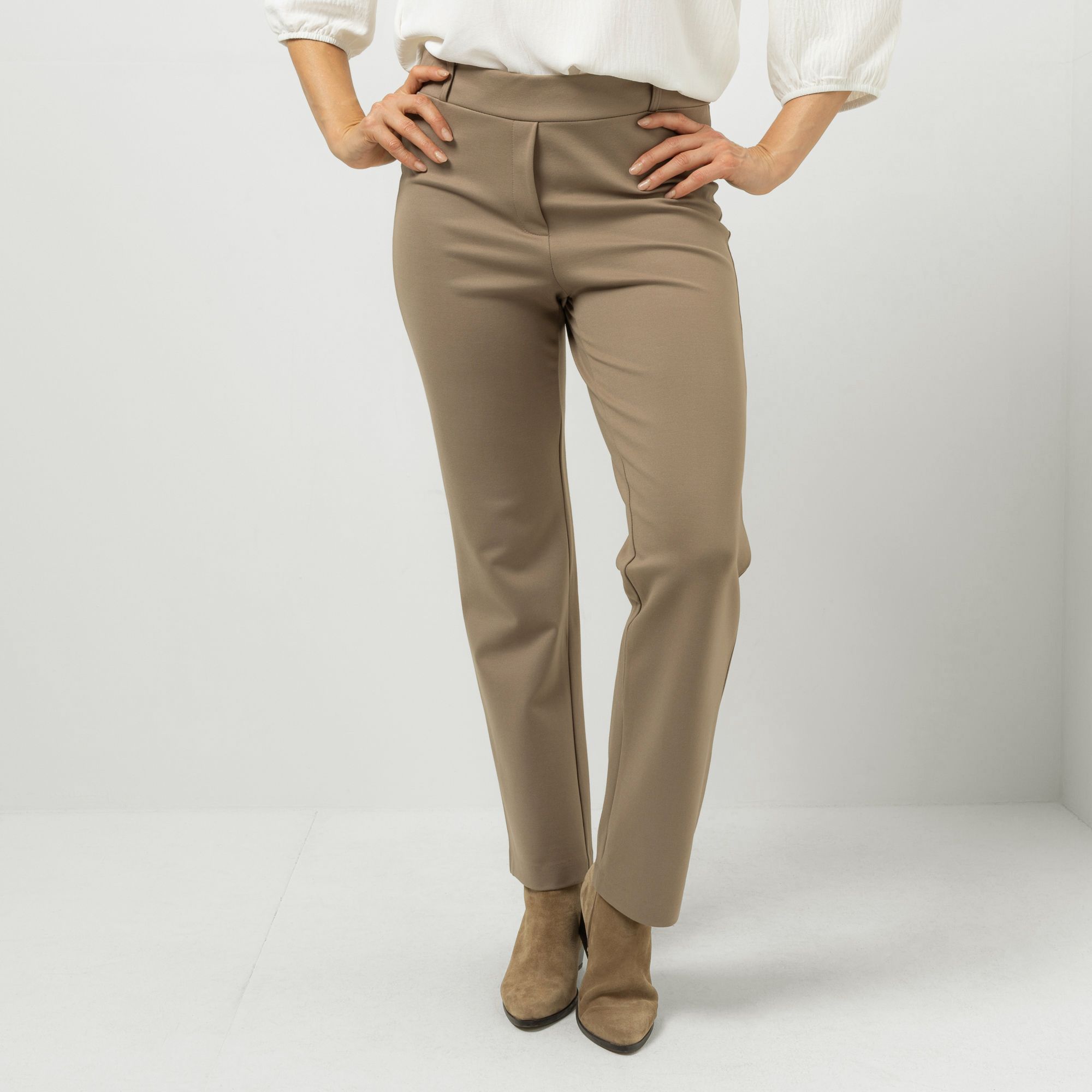 KIM & CO. Hose, lange Form Stretch Ponti Jersey Gürtelschlaufen gerader Beinverlauf