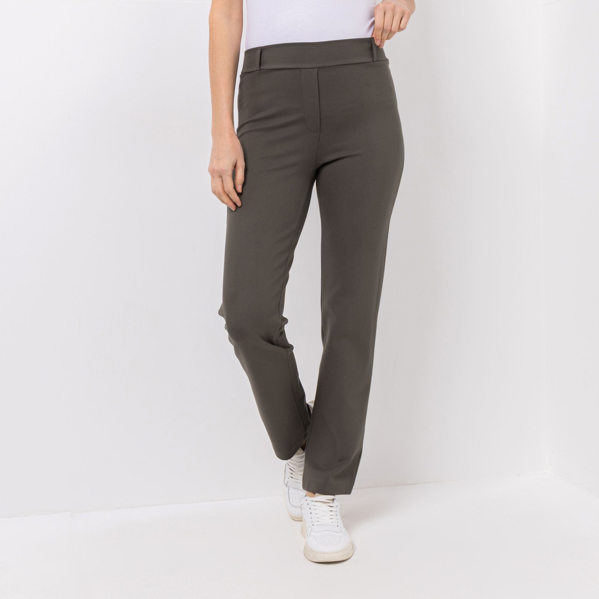 KIM & CO. Hose, lange Form Stretch Ponti Jersey Gürtelschlaufen gerader Beinverlauf