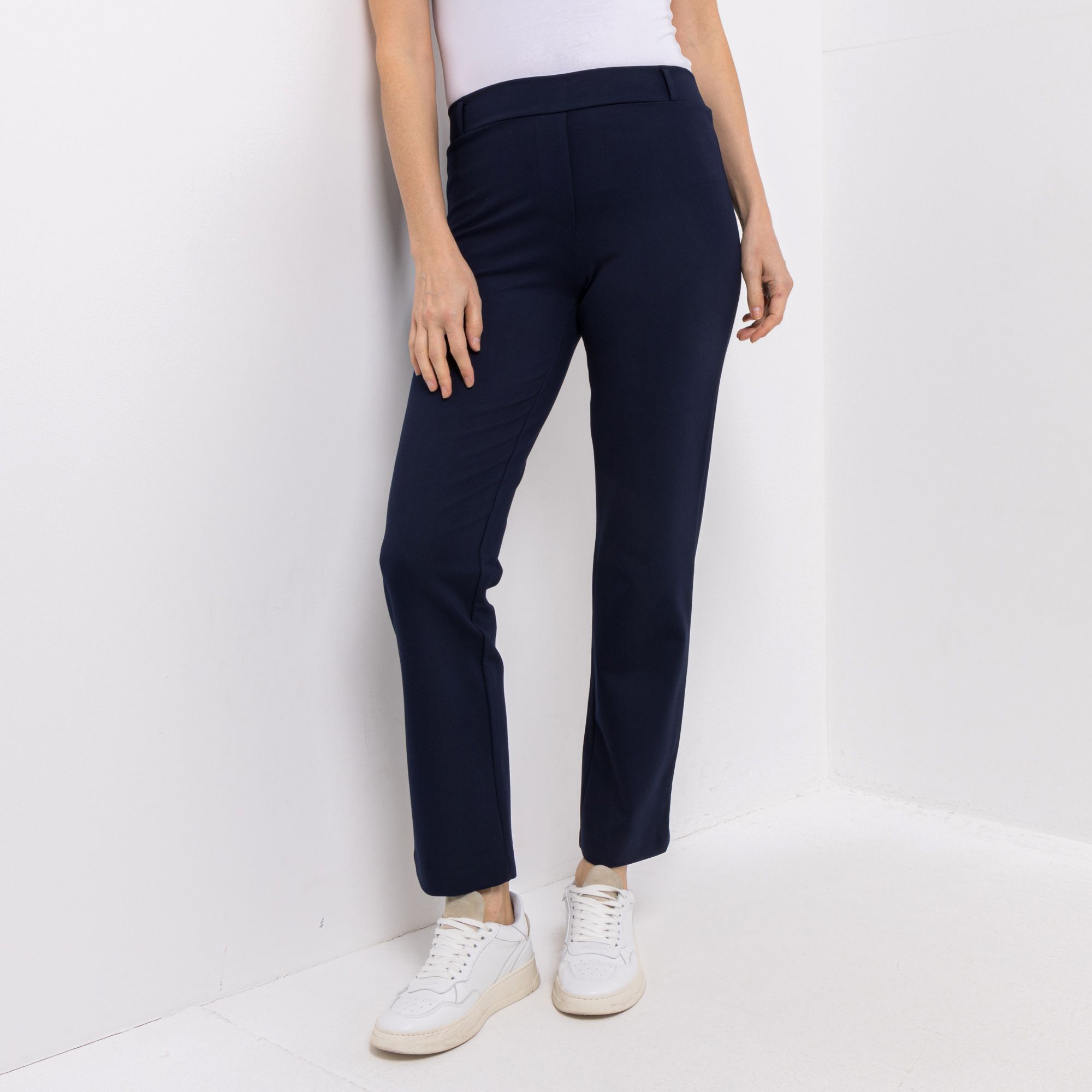 KIM & CO. Hose, lange Form Stretch Ponti Jersey Gürtelschlaufen gerader Beinverlauf