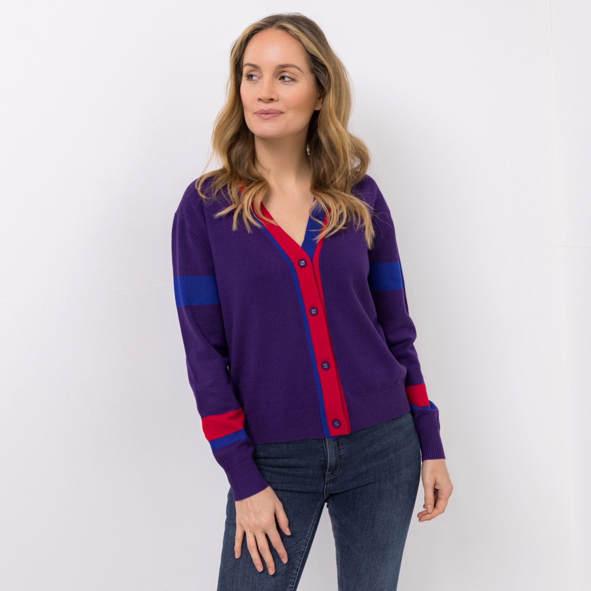 DAWID by Dawid Tomaszewski Cardigan, Langarm mit V-Ausschnitt figurumspielend