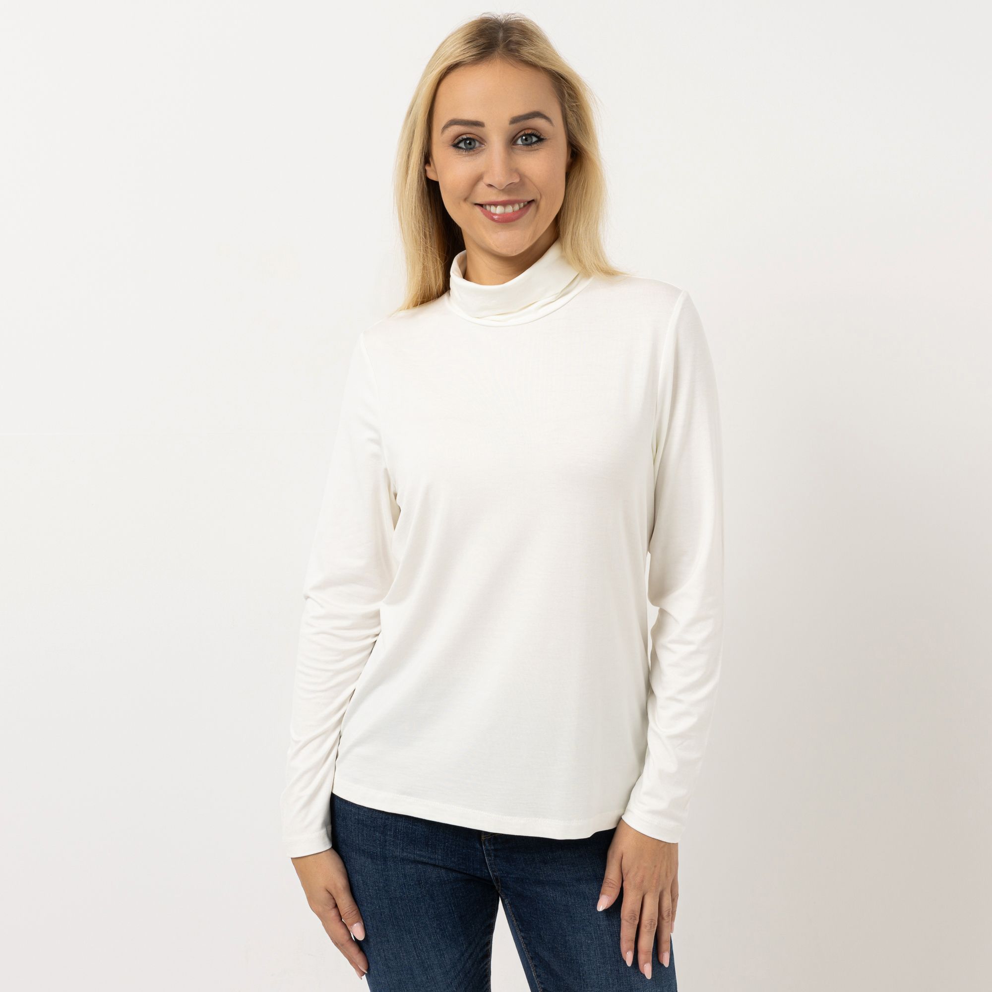 DINE 'N' DANCE Shirt, 1/1-Arm Rollkragen Allover-Druck figurumspielend