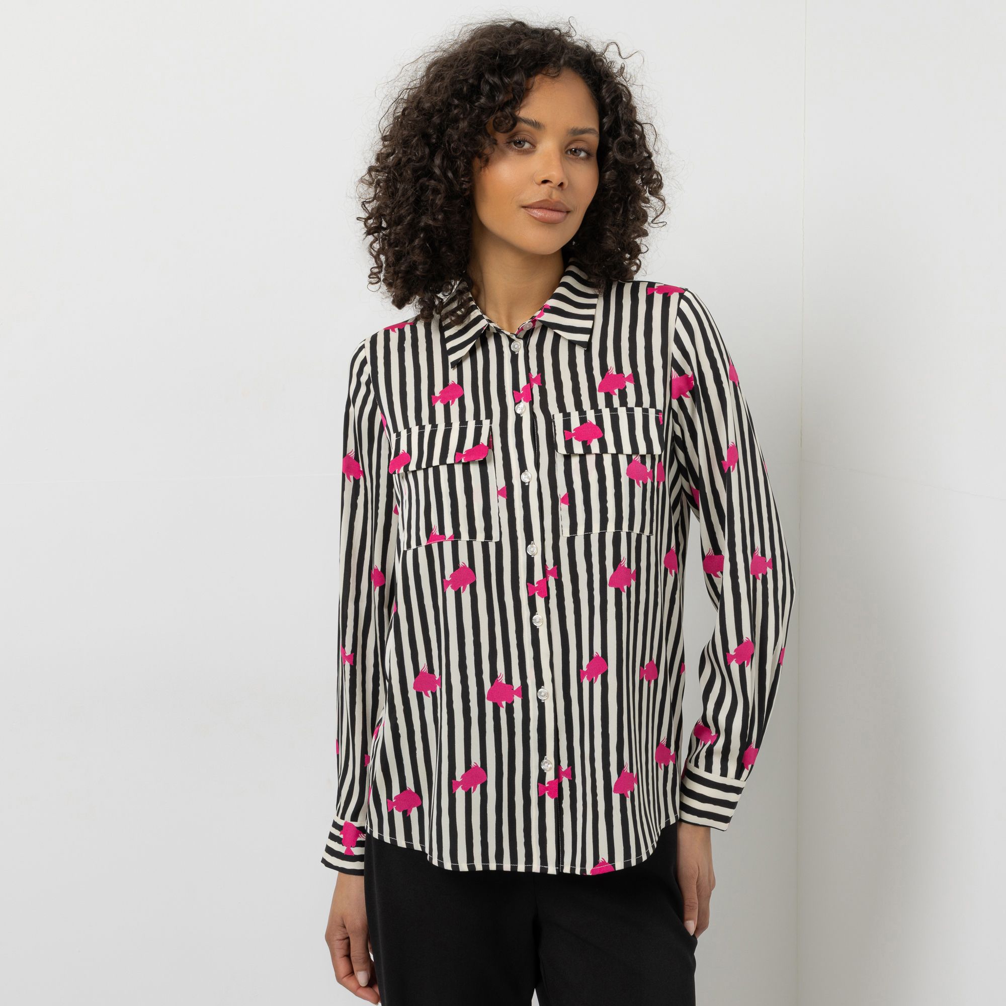 STEFFEN SCHRAUT Bluse Hemdblusenkragen Knopfleiste leger weit