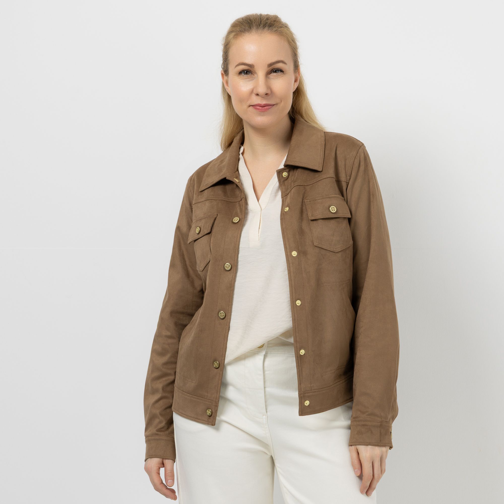 DAWID by Dawid Tomaszewski Jacke, Pattentaschen Velourslederimitat figurumspielend