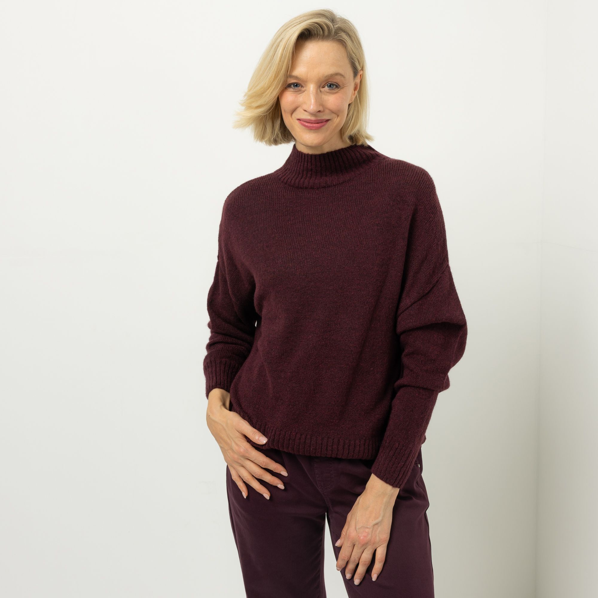 DINE 'N' DANCE Pullover Stehkragen Rippbund-Abschlüsse leger weit