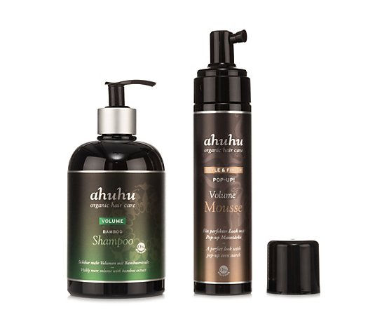 ahuhu organic hair care Volume Bamboo Shampoo 500ml, Pop Up Mousse 200ml