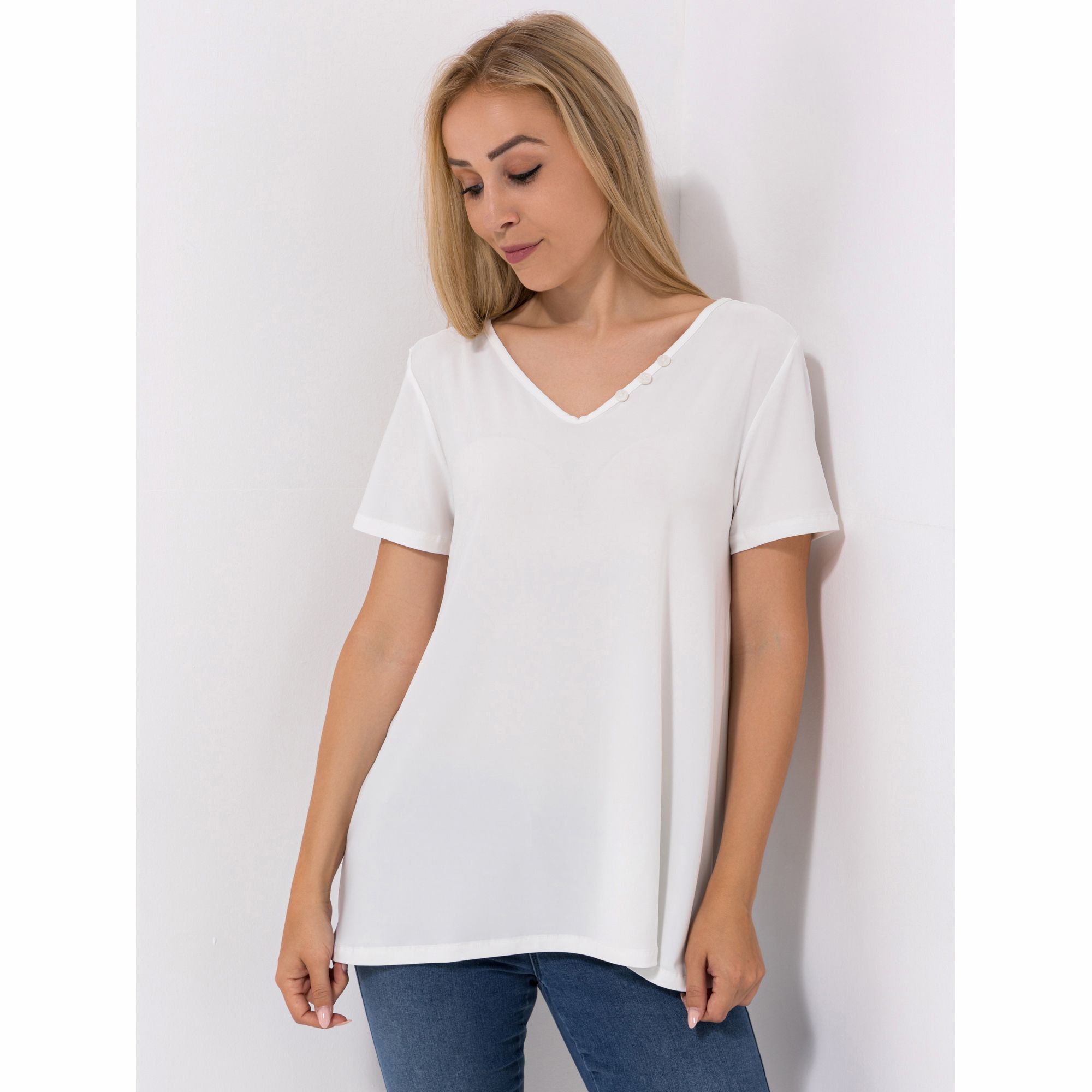 KIM & CO. Shirt, 1/2-Arm Brazil Knit Jersey Zierknöpfe figurumspielend