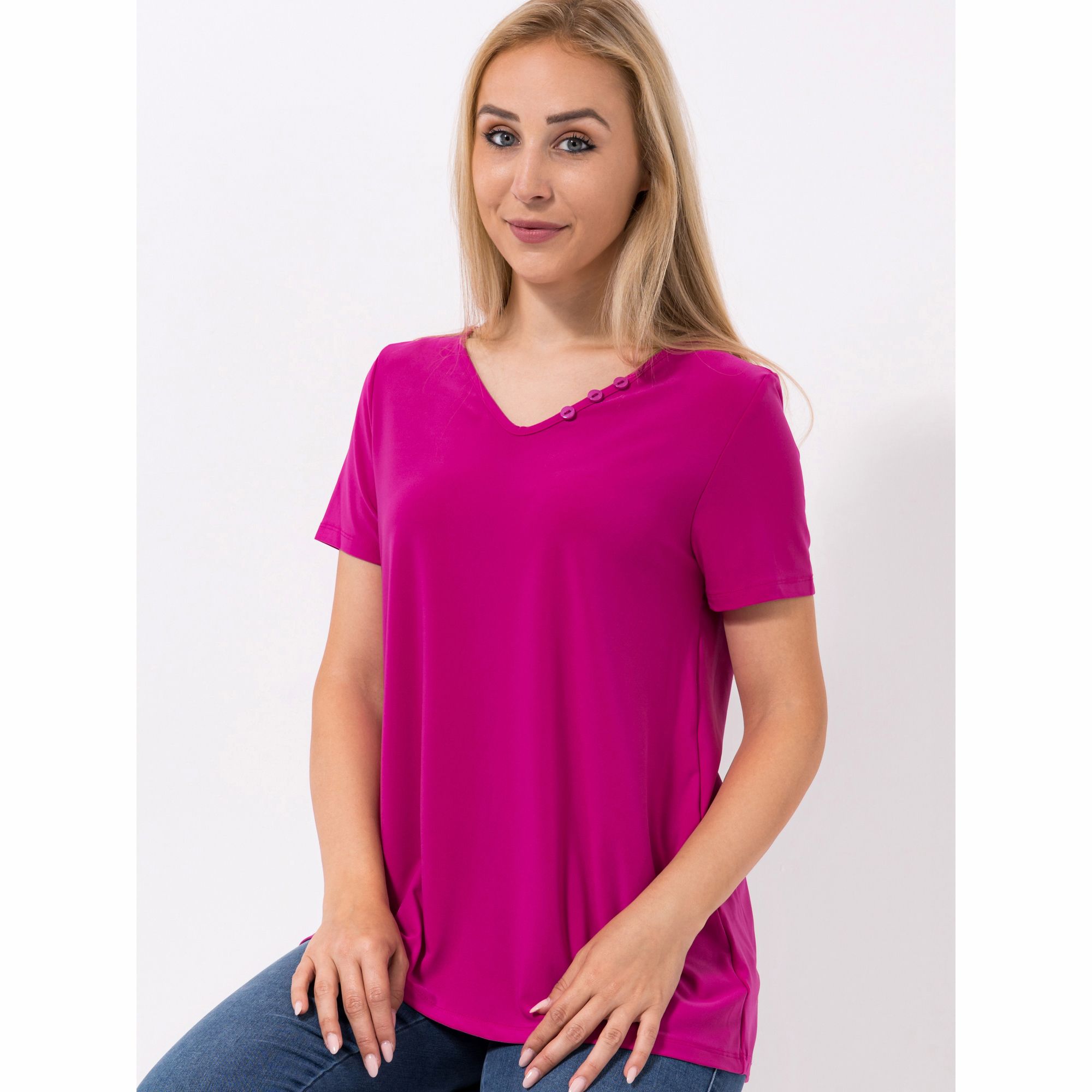 KIM & CO. Shirt, 1/2-Arm Brazil Knit Jersey Zierknöpfe figurumspielend