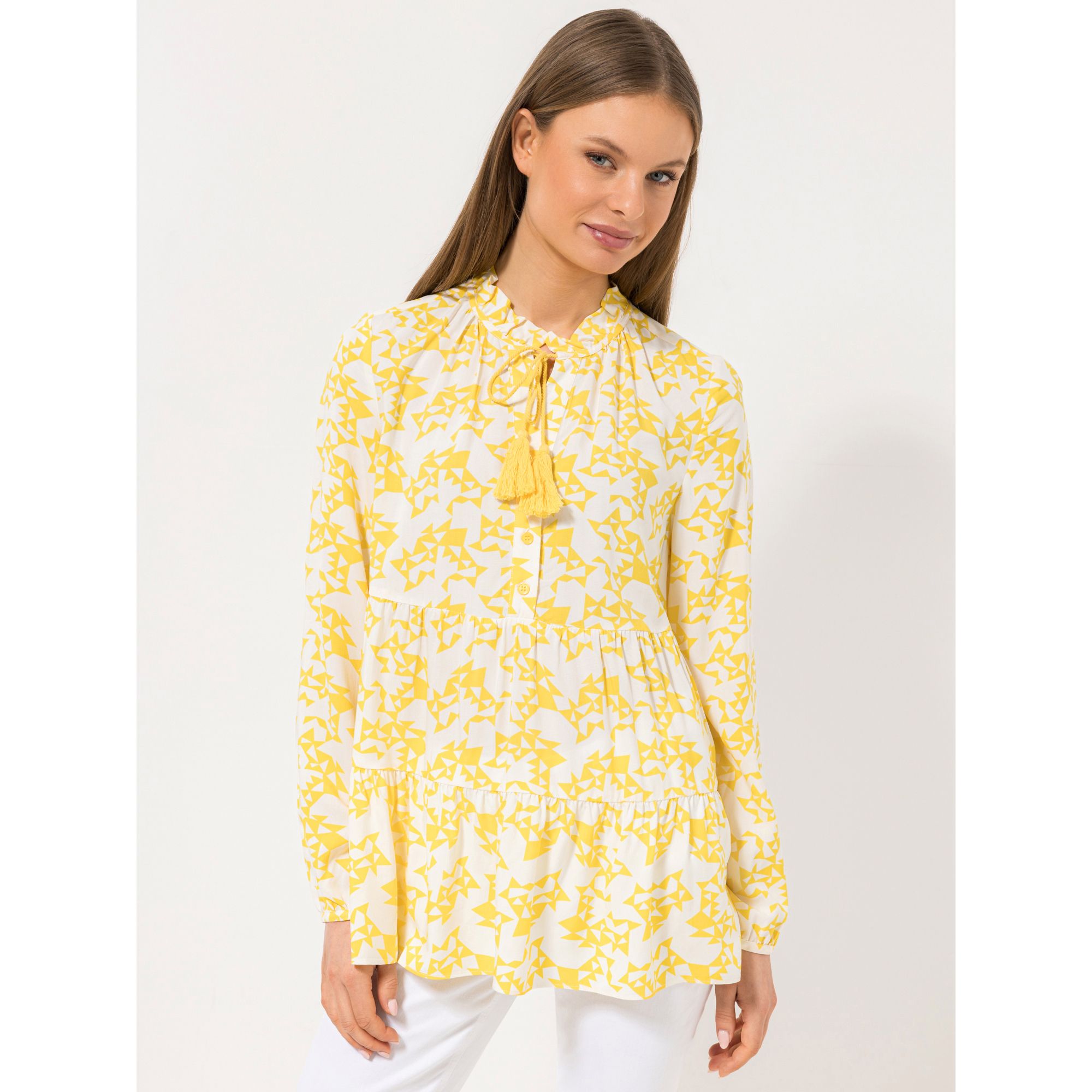 STEFFEN SCHRAUT Bluse, 1/1-Arm Quasten aus ECOVERO Viskose leger weit