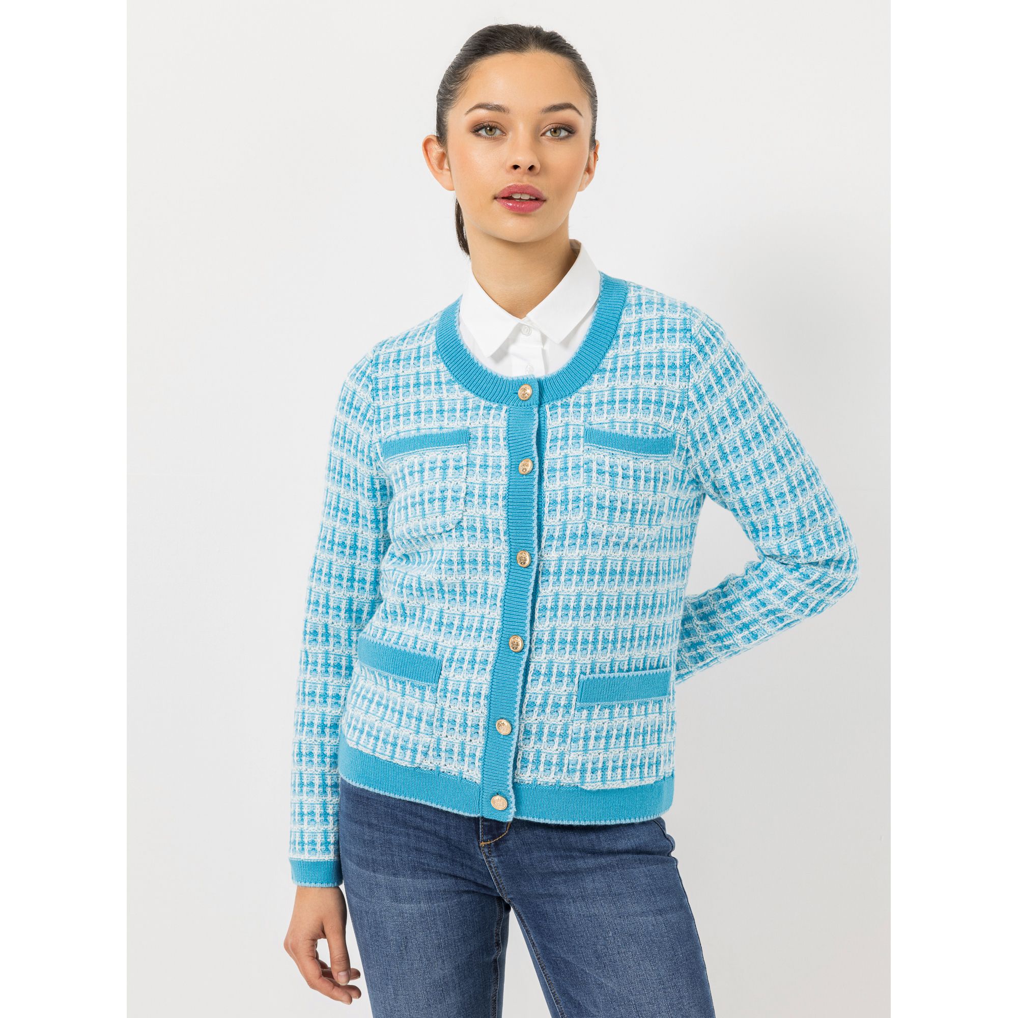 STEFFEN SCHRAUT Cardigan aufgesetzte Taschen Kontrast-Details figurumspielend