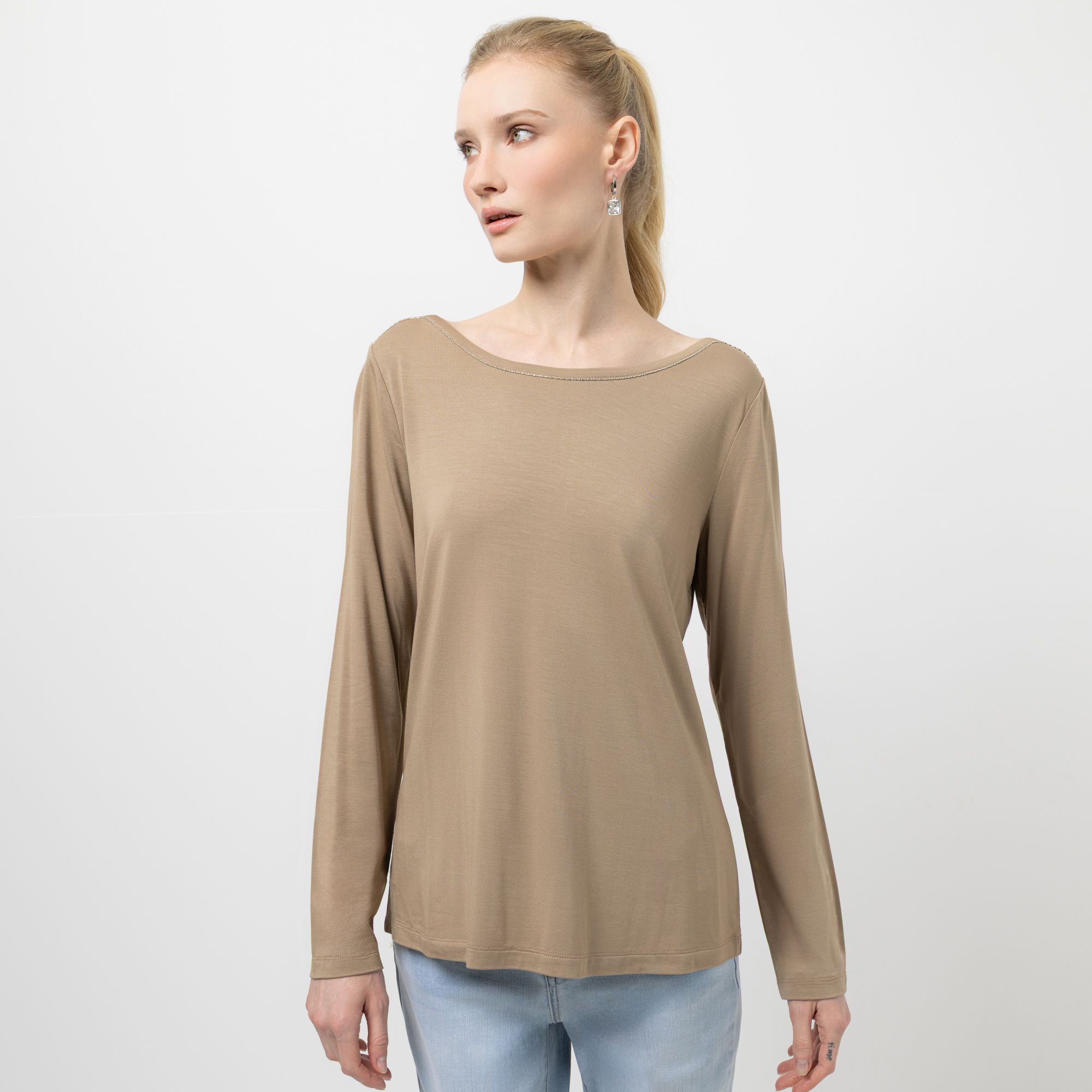 STEFFEN SCHRAUT Shirt, Zierkette U-Boot Ausschnitt mit ECOVERO Viskose figurumspielend