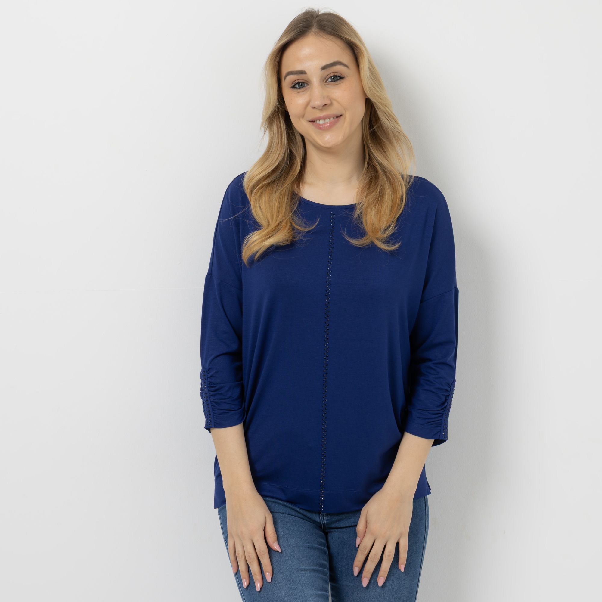 EVA LUTZ Shirt, 3/4-Arm Rundhalsausschnitt mit ECOVERO Viskose leger weit