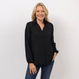 KIM & CO. Bluse, Langarm Struktur-Popeline Knopfleiste leger weit