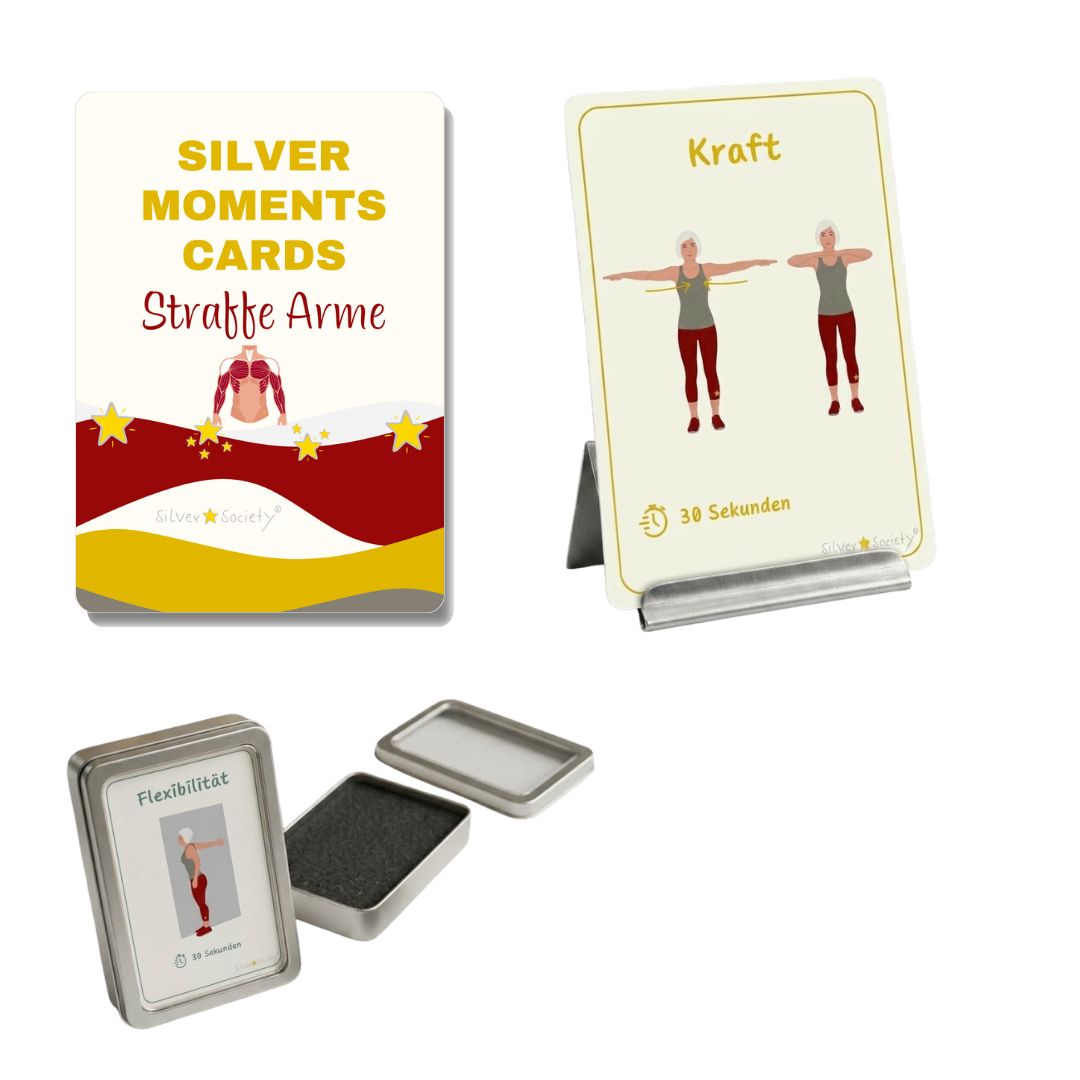 SILVER STAR SOCIETY® Straffe Arme Übungskarten Set inkl. Kartenhalter Aufbewahrungsbox