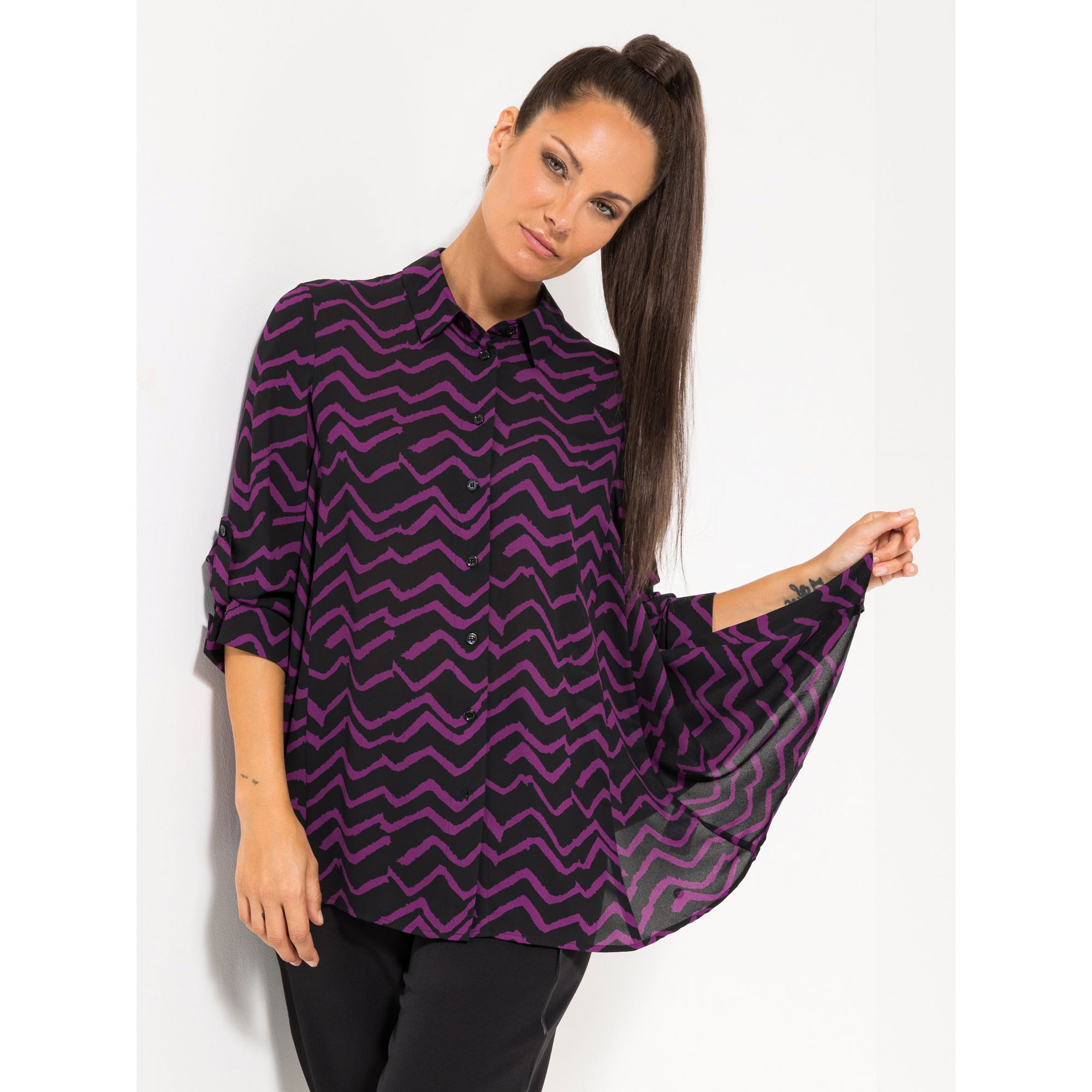 STEFFEN SCHRAUT Bluse, Capri, 1/1-Arm 100% recyceltes Polyester leger weit