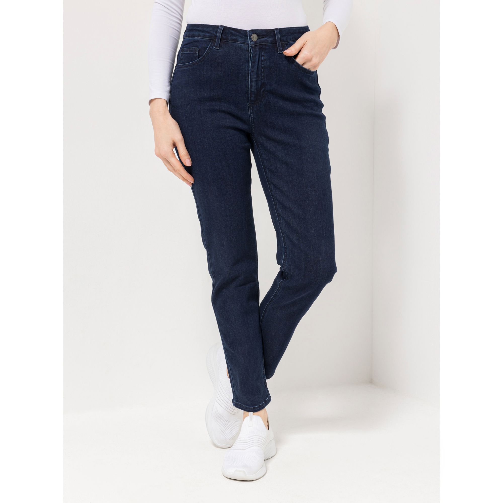 EVA LUTZ Jeanshose, 5-pocket knöchellang 25% recycelte Fasern schmales Bein