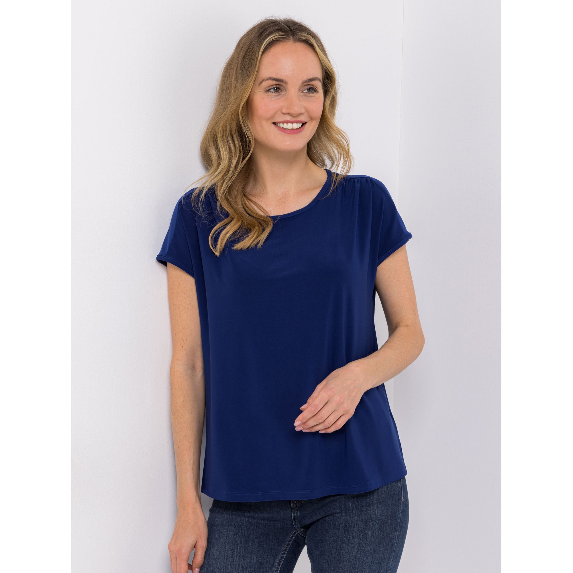 KIM & CO. Shirt, 1/4-Arm Brazil Knit Jersey gerüschte Schulter figurumspielend