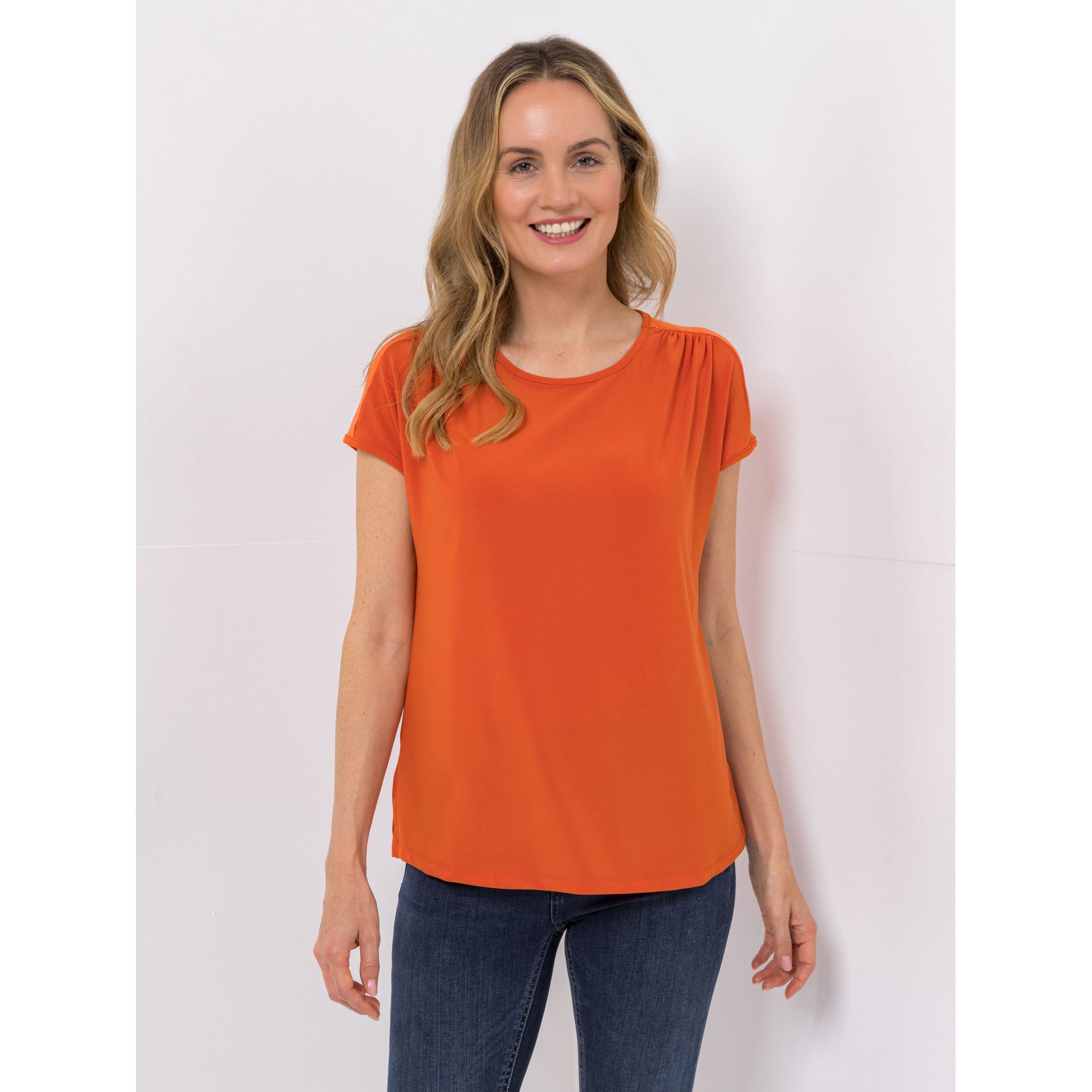 KIM & CO. Shirt, 1/4-Arm Brazil Knit Jersey gerüschte Schulter figurumspielend