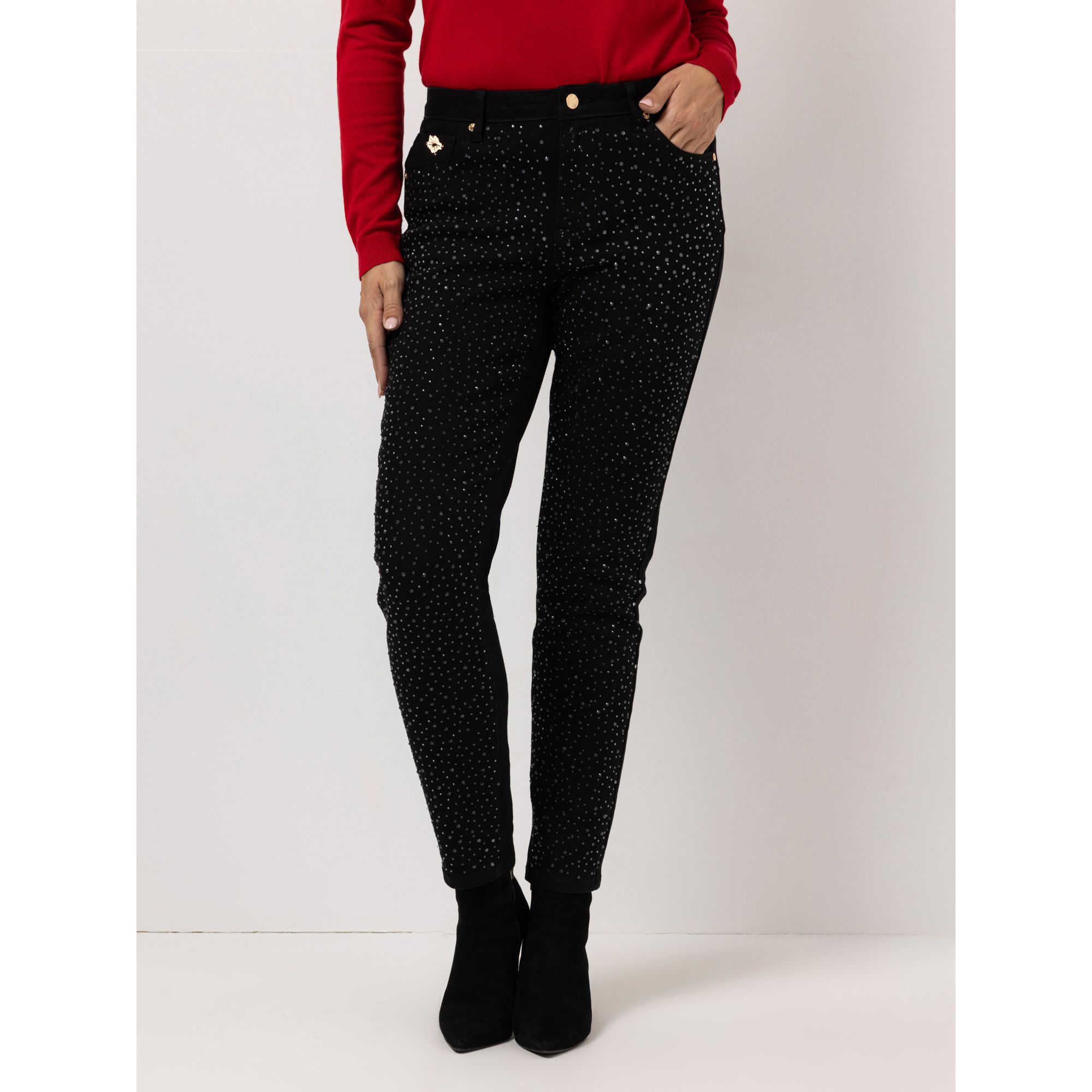 KILIAN KERNER SENSES Hose, knöchellang 5 Pocket Style mit Strasssteinen schmales Bein