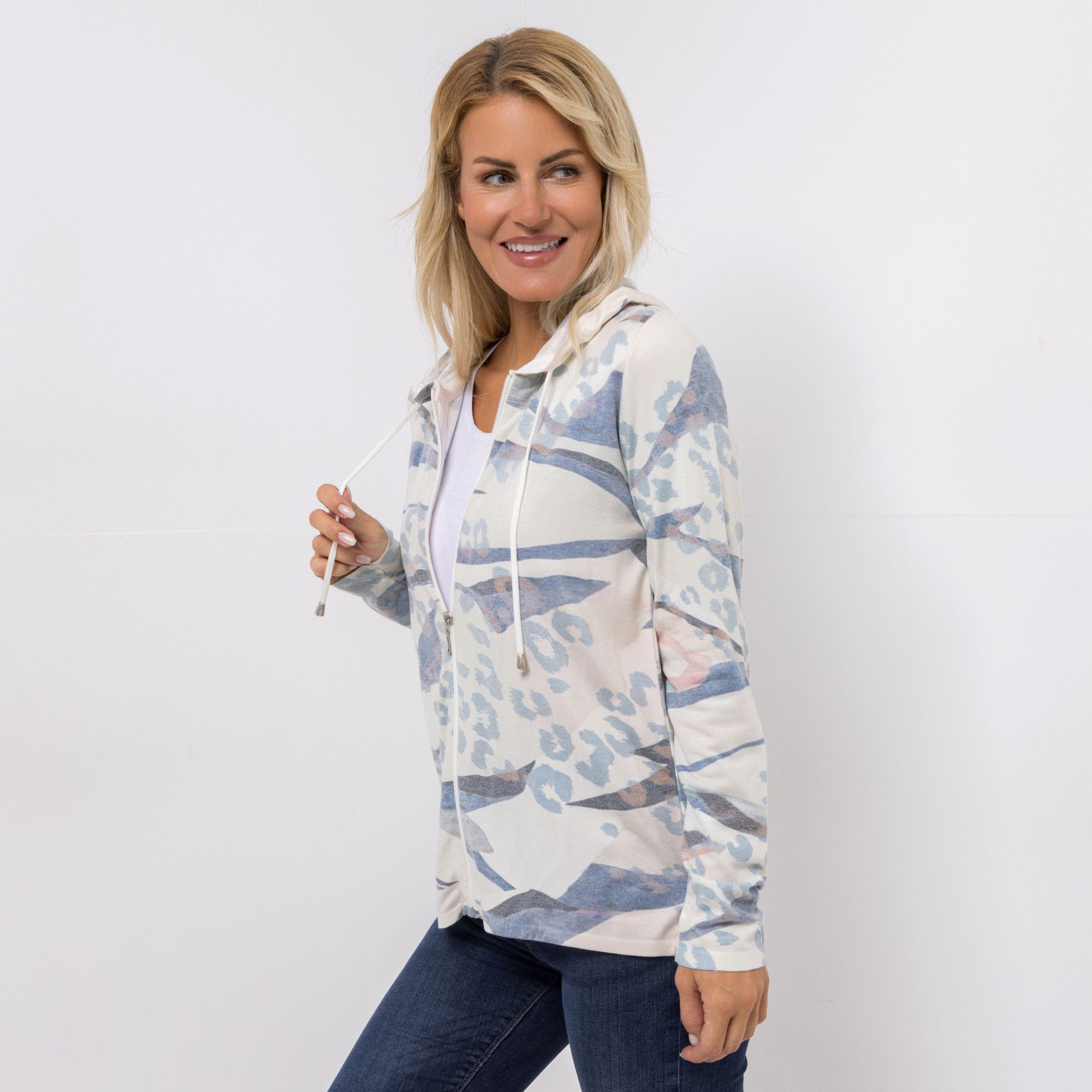 DINE 'N' DANCE Cardigan, 1/1-Arm Kapuze Reißverschluss figurumspielend