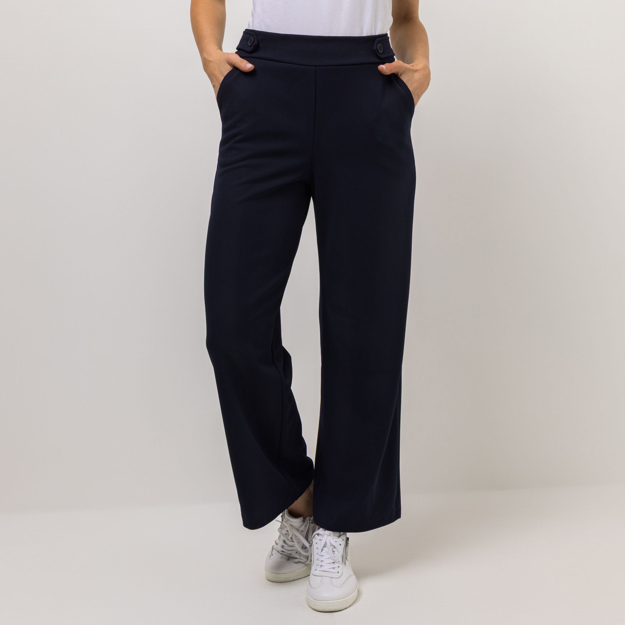KIM & CO. Hose, lange Form Ponti Crepe Jersey 2 Eingrifftaschen weites Bein