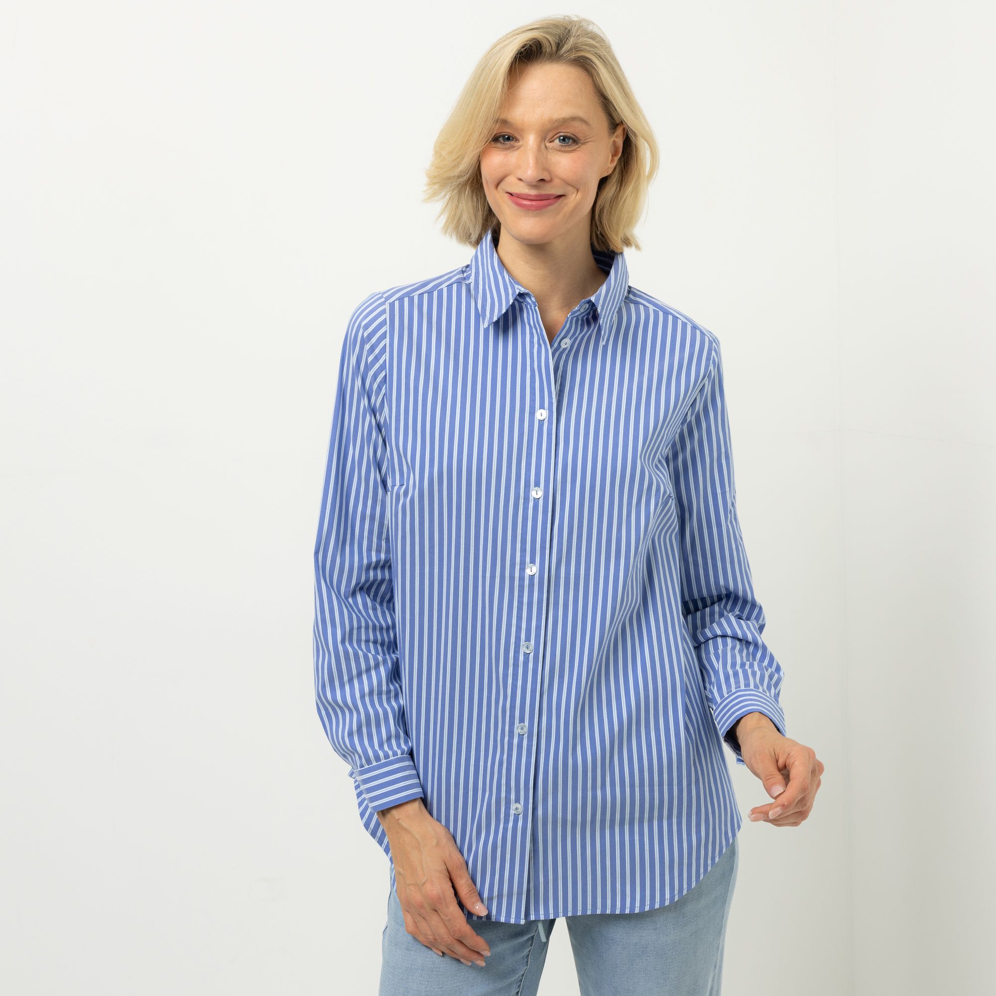 DINE 'N' DANCE Longbluse, Langarm gestreift Kragen leger weit