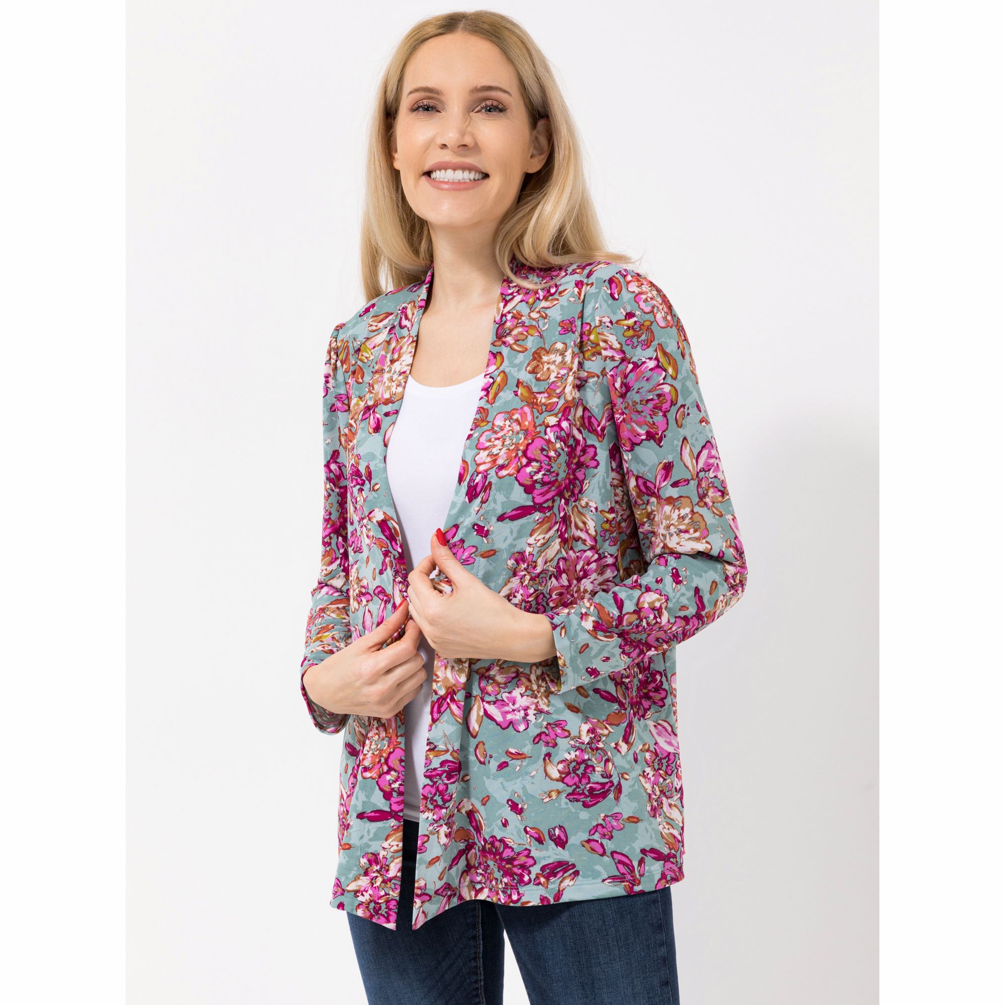 KIM & CO. Cardigan, Langarm Brazil Knit Jersey offene Front figurumspielend