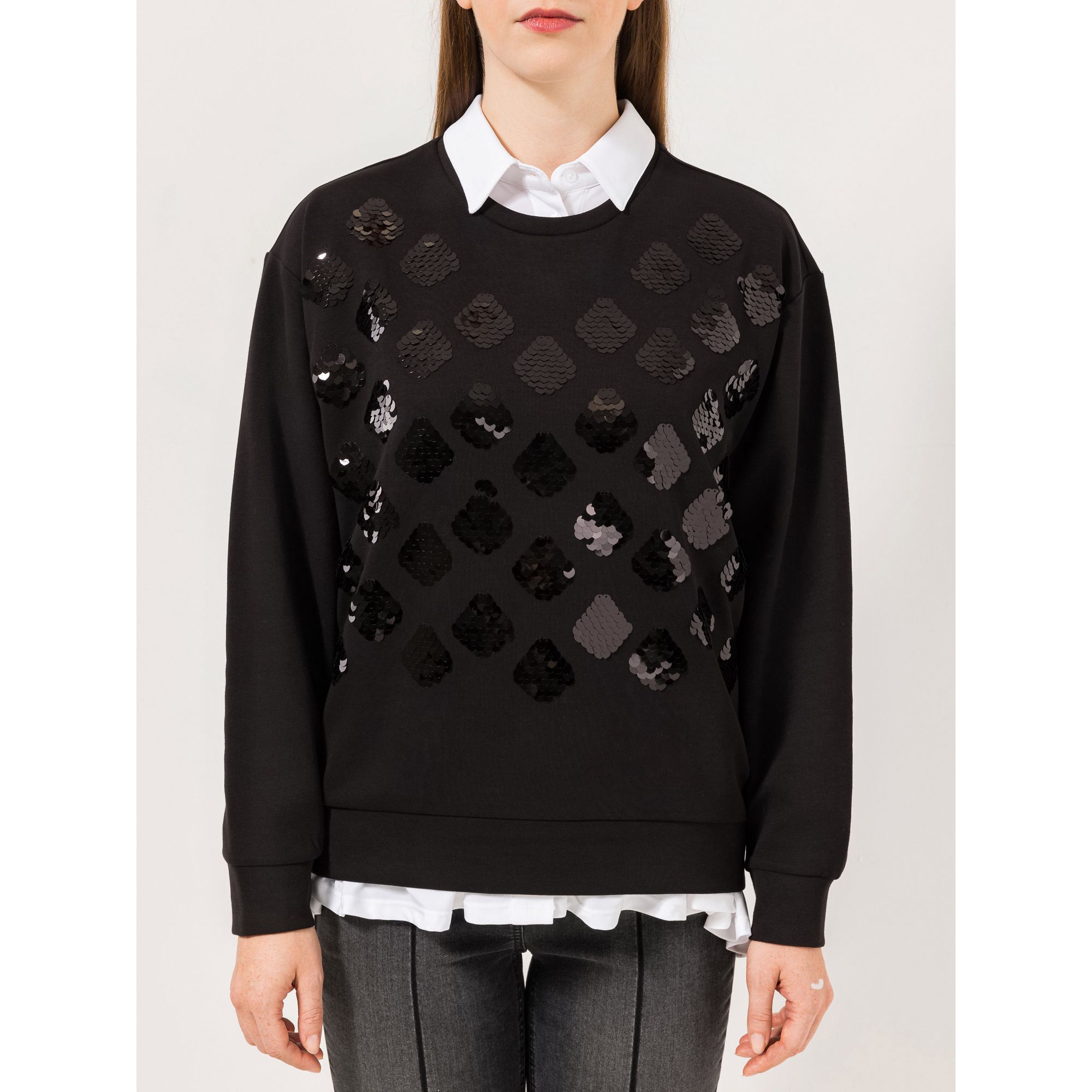 STEFFEN SCHRAUT Sweatshirt Rundhalsausschnit Pailletten-Stickerei leger weit