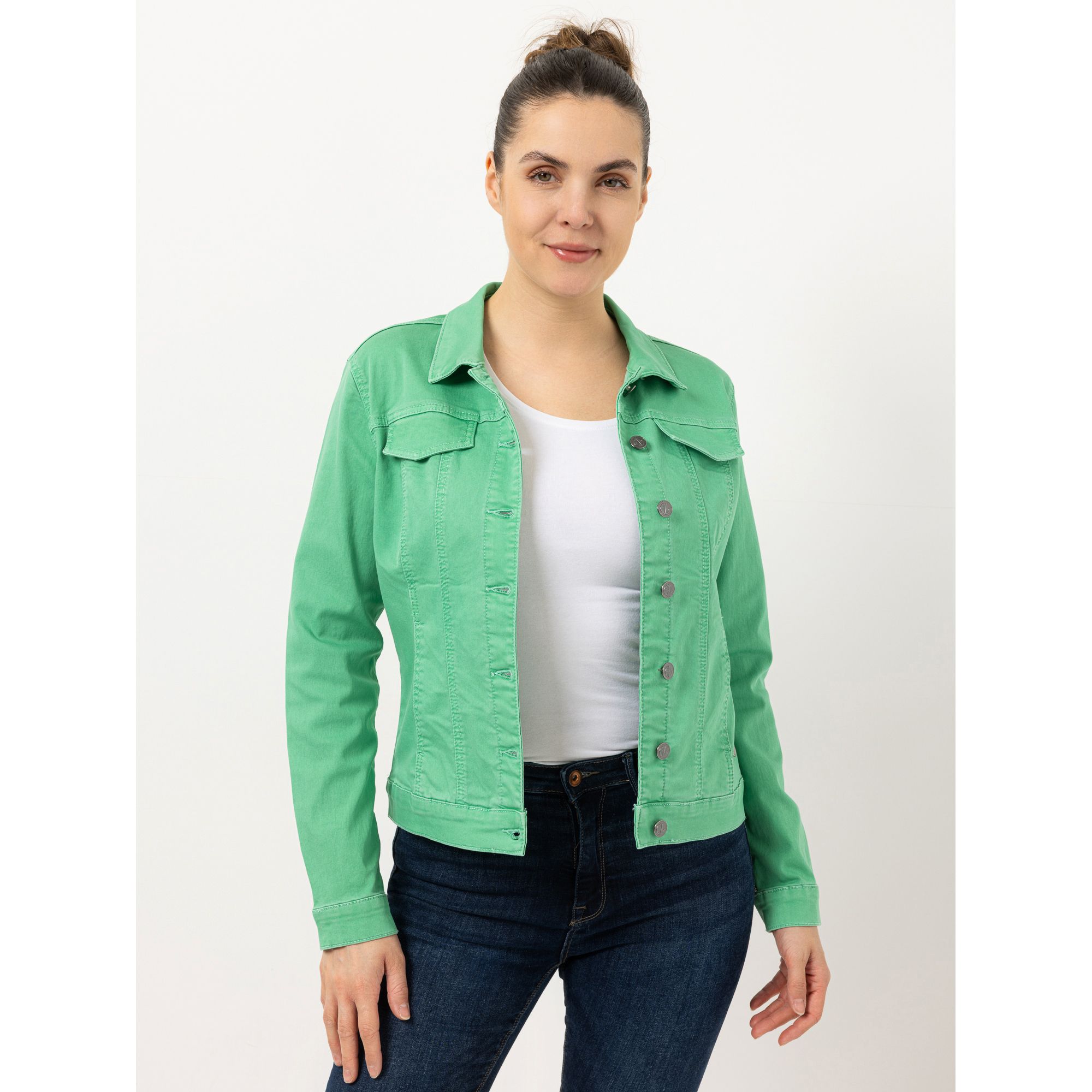 EVA LUTZ Jacke Kragen Knopfleiste figurbetont