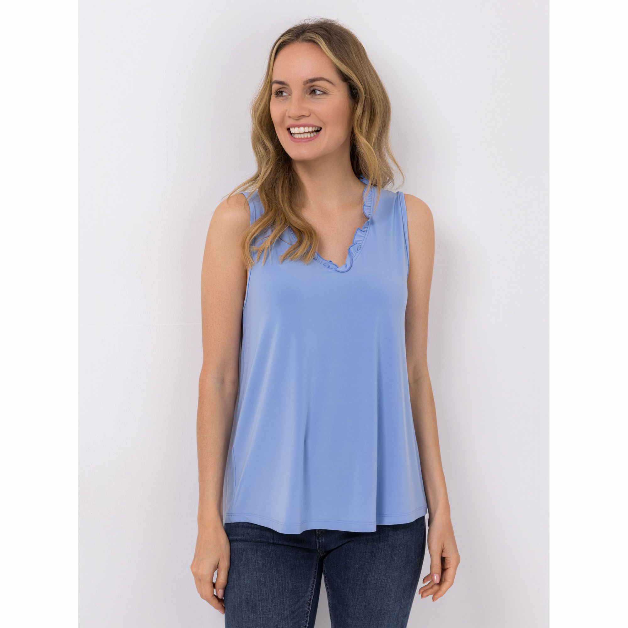 KIM & CO. Top Brazil Knit Jersey gerüschter Ausschnitt figurumspielend